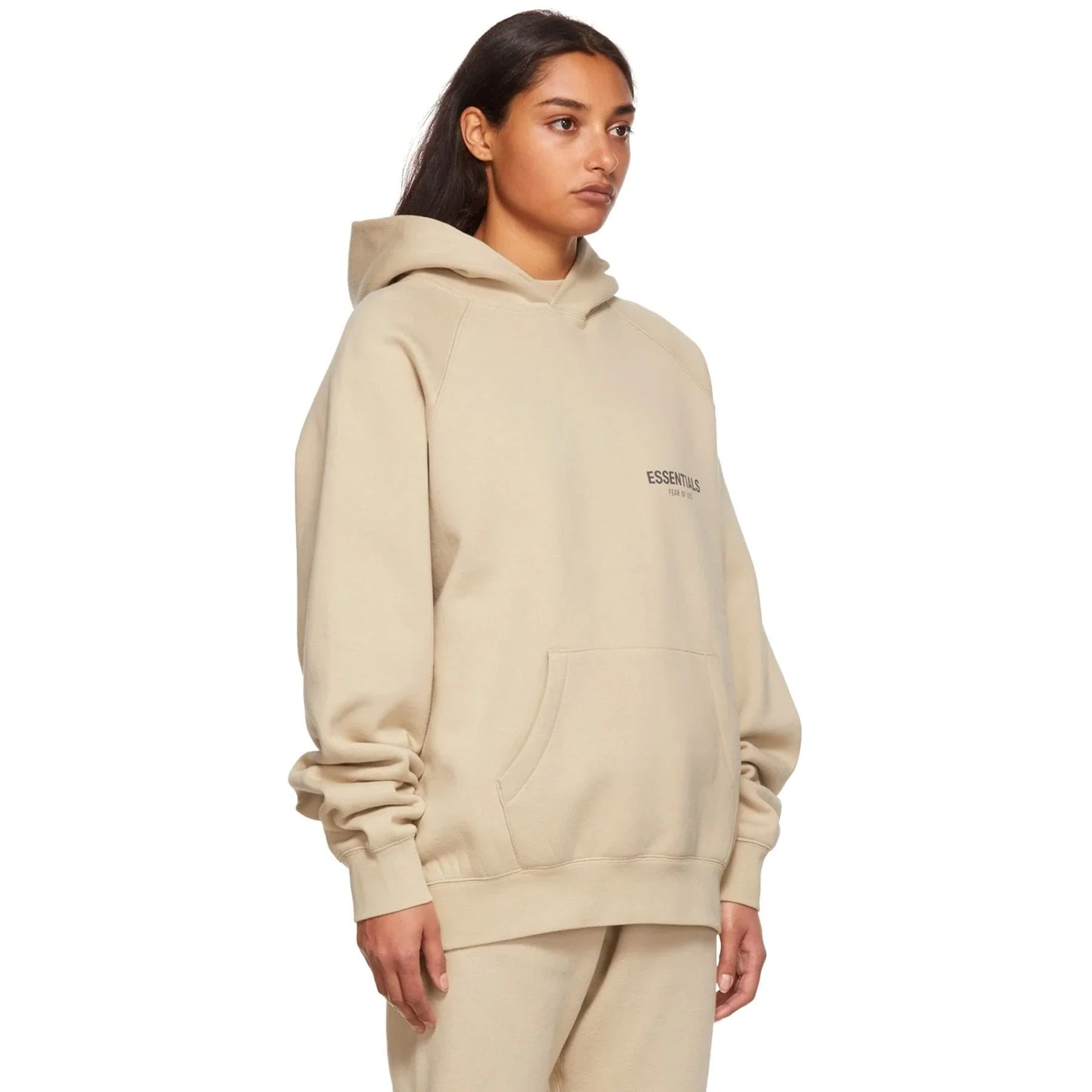 Fear of God Essentials SSENSE Exclusive Pullover Hoodie 'Linen' - Image 3