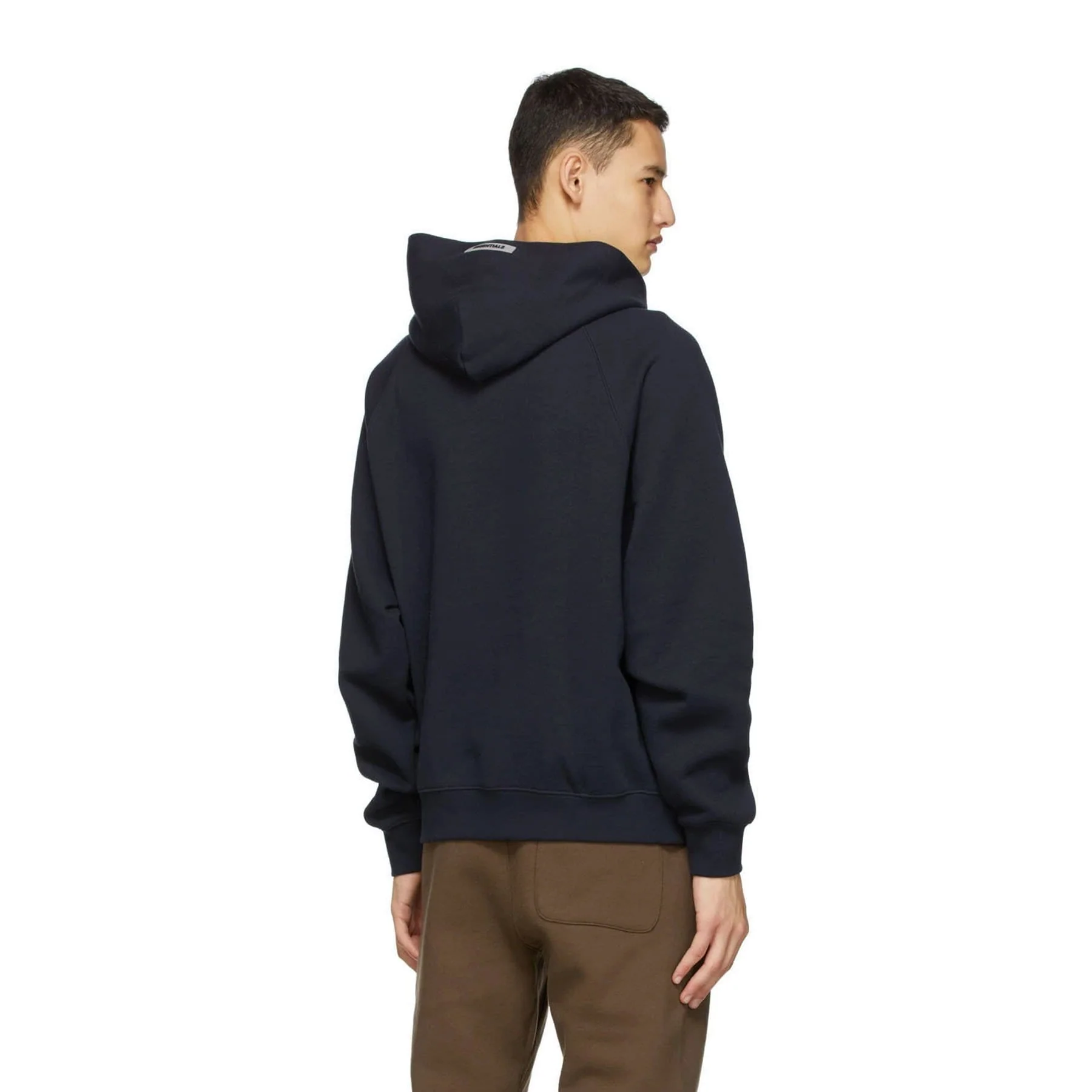 FEAR OF GOD ESSENTIALS x SSENSE Pullover Hoodie Applique Logo Dark Navy - Image 3