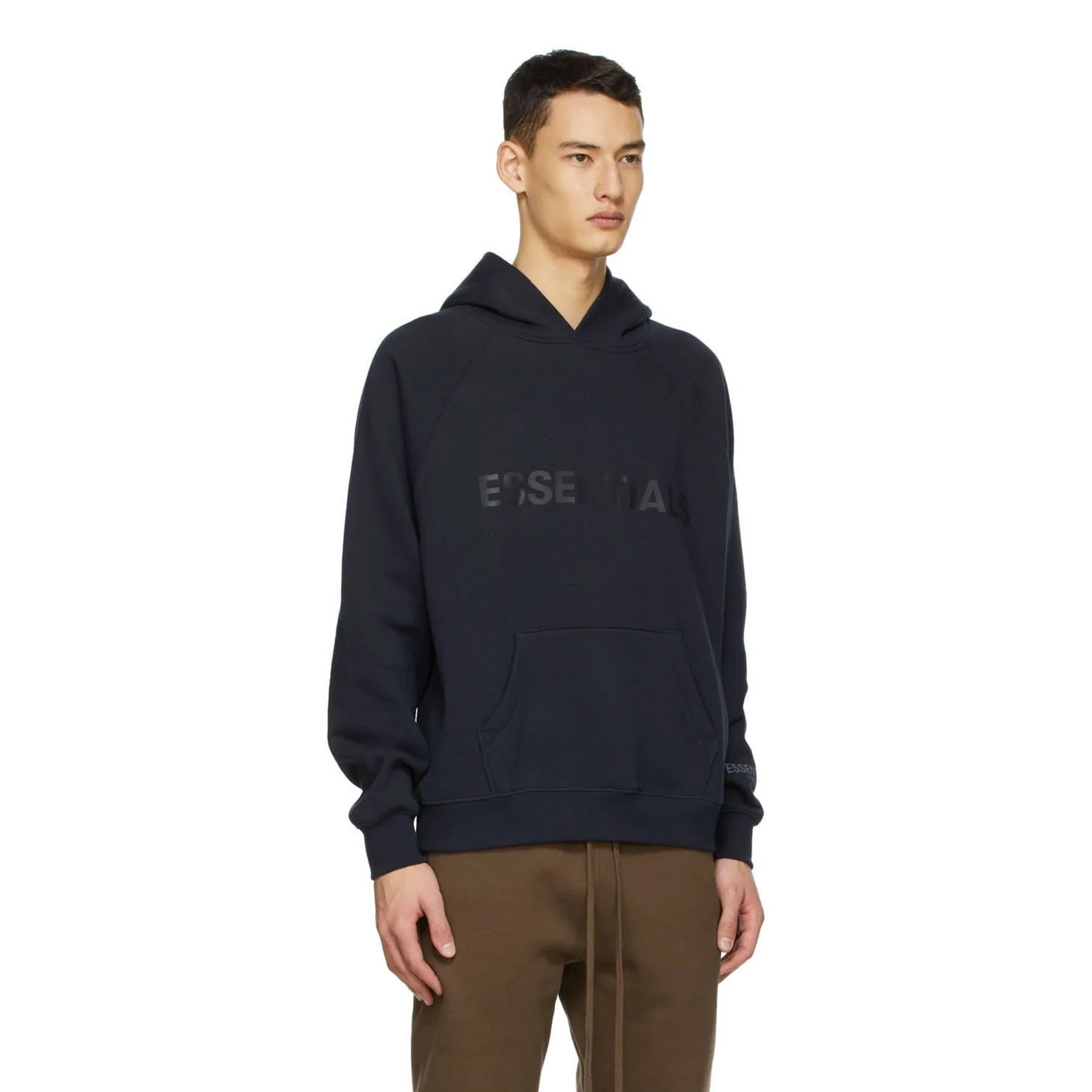 FEAR OF GOD ESSENTIALS x SSENSE Pullover Hoodie Applique Logo Dark Navy - Image 4