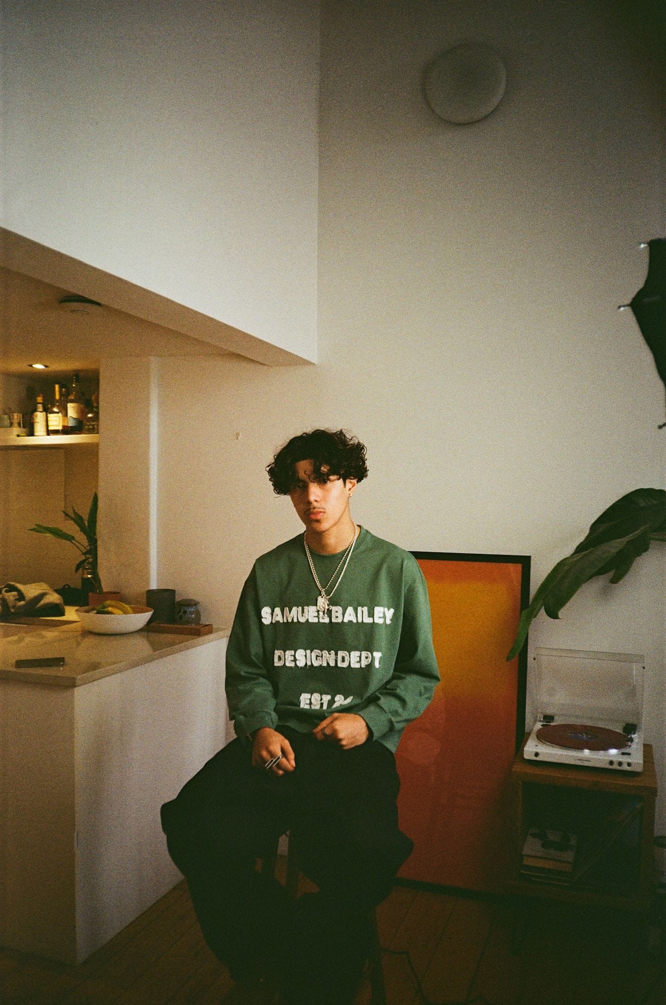 Samuel Bailey Green Long Sleeve Design Dept Tee - Image 3
