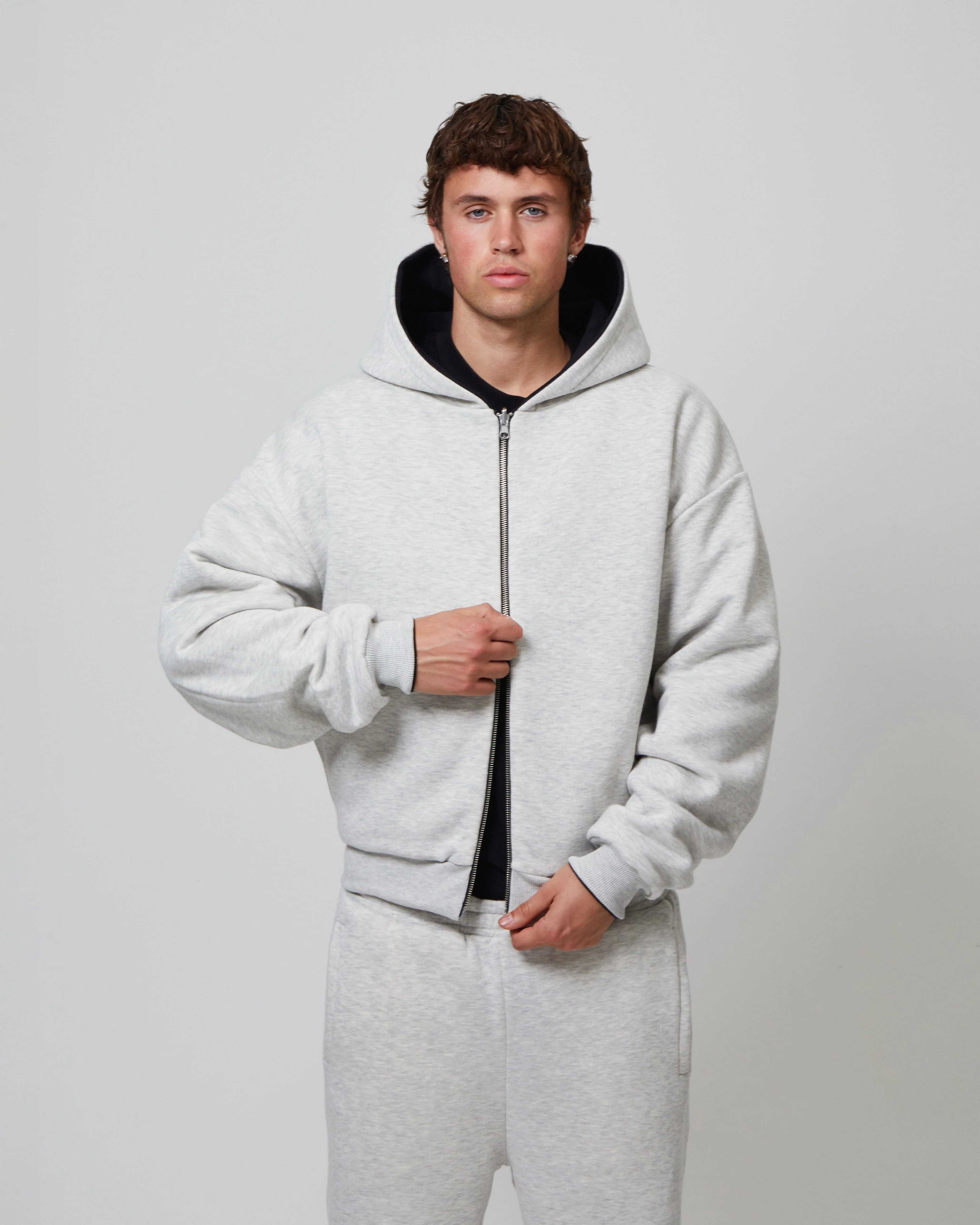 KAIZEN MARKET GREY/BLACK REVERSIBLE ZIP HOODIE - Image 3