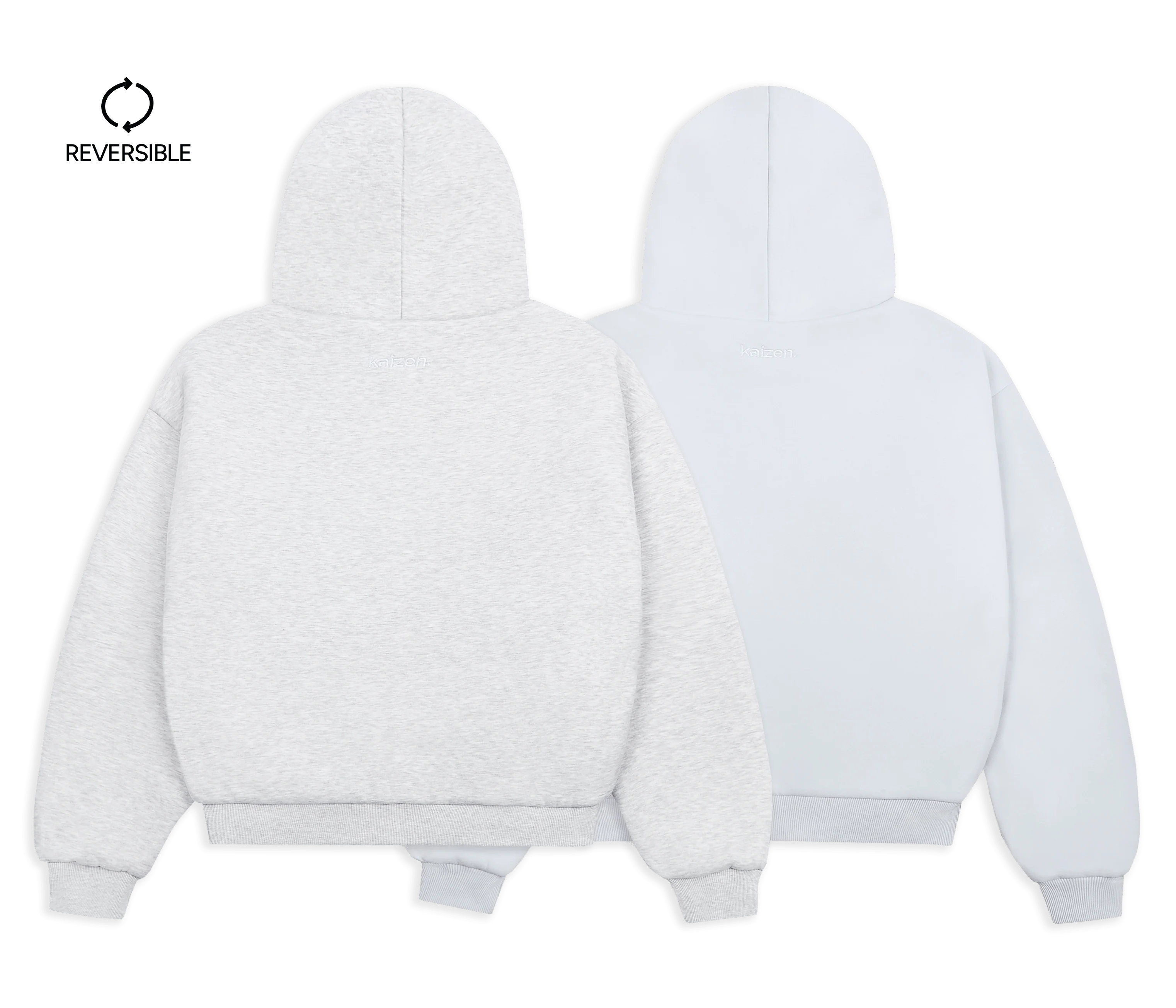 KAIZEN MARKET GREY/STONE REVERSIBLE ZIP HOODIE - 3RD ANNIVERSARY - Image 2