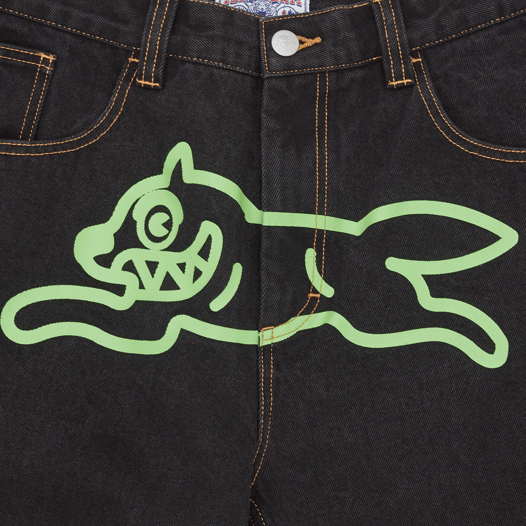 ICECREAM Running Dog Double Scoop Denim Pants 'Black' - Image 3