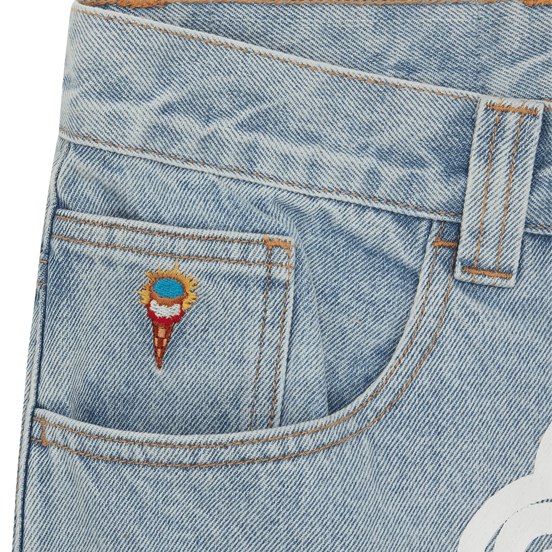 ICECREAM Running Dog Double Scoop Denim Pants 'Heavy Wash Blue' - Image 4