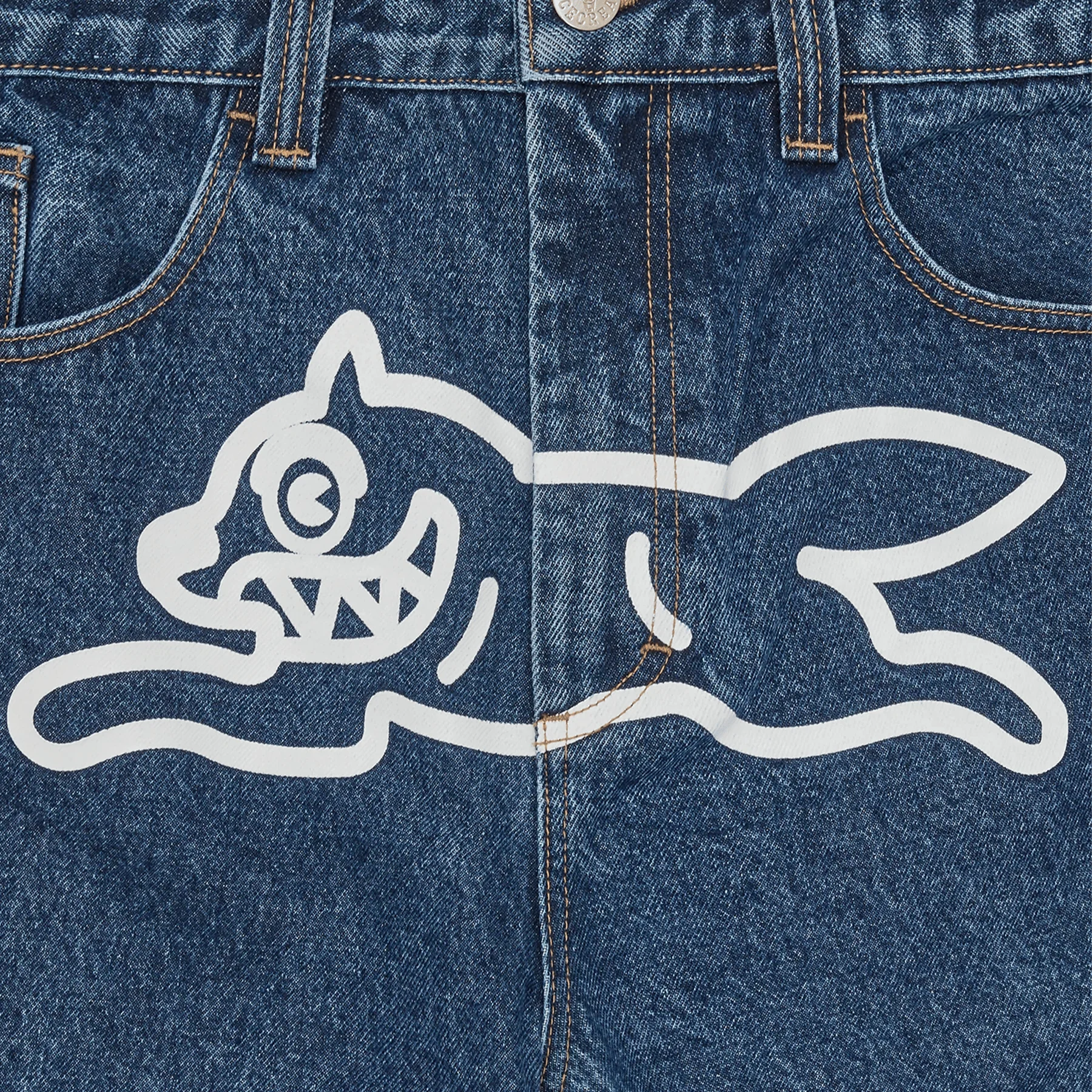 ICECREAM Running Dog Double Scoop Denim Pants 'Mid Wash Blue' - Image 3