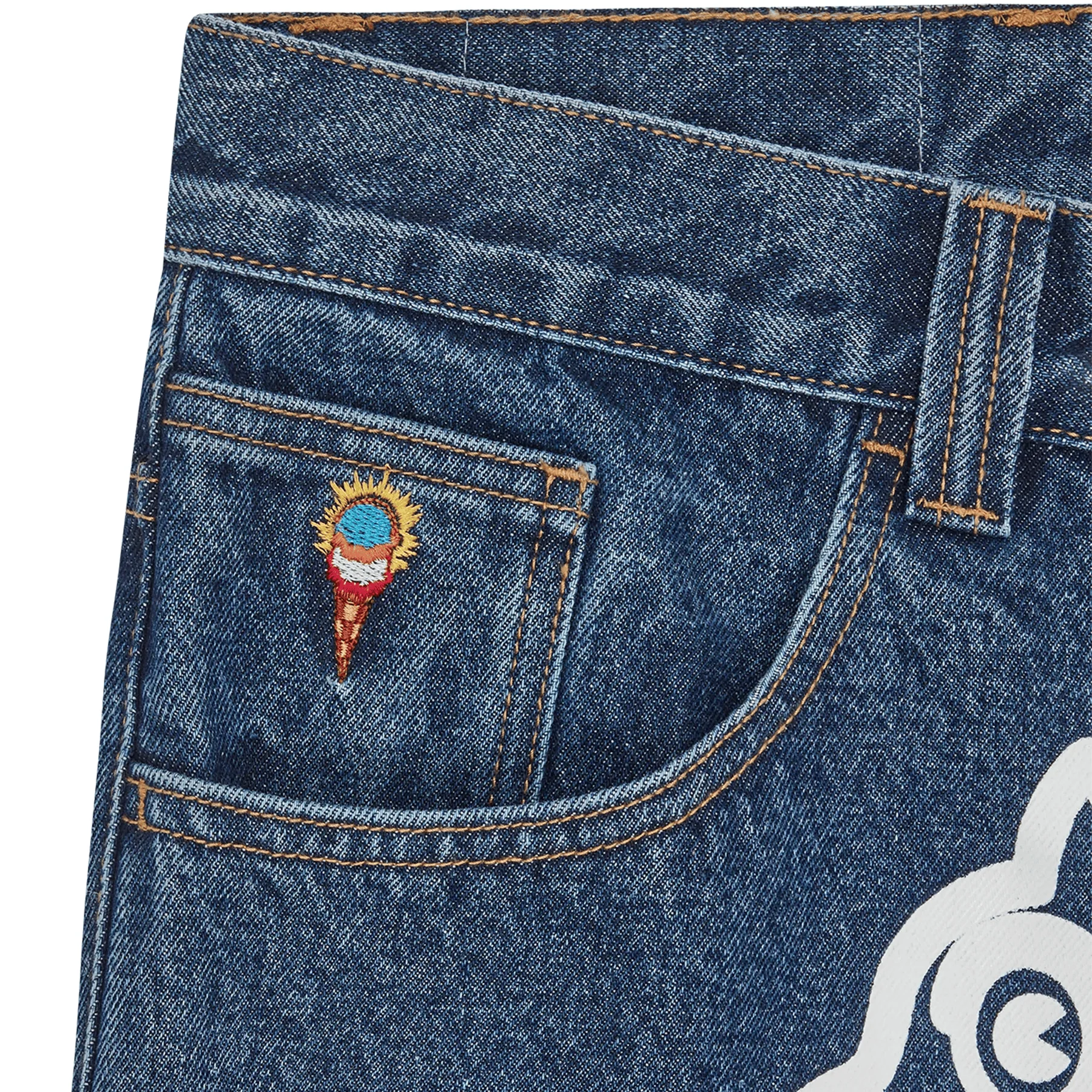 ICECREAM Running Dog Double Scoop Denim Pants 'Mid Wash Blue' - Image 4