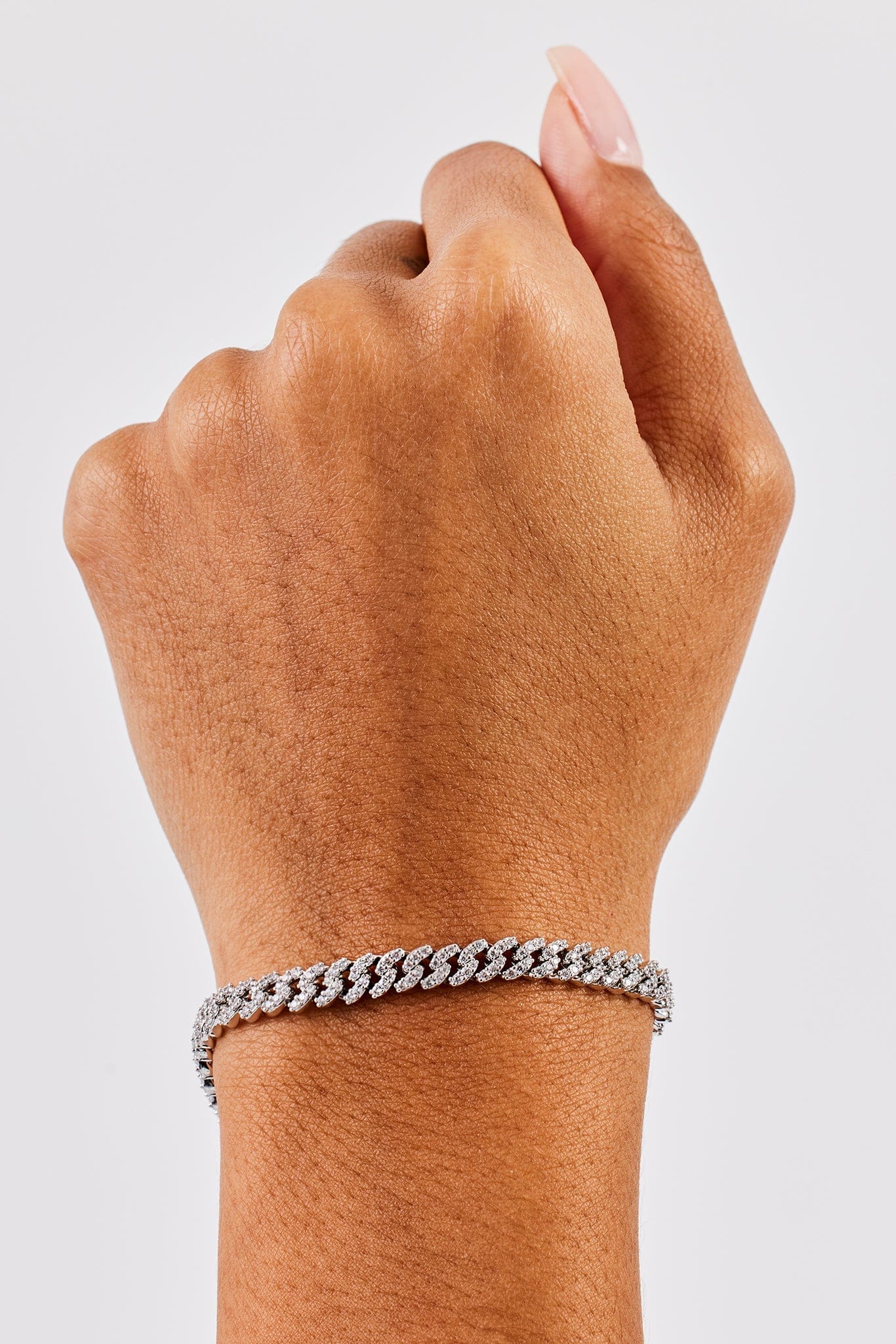 Cernucci Iced Cuban Link Bracelet - 5mm - White - Image 3