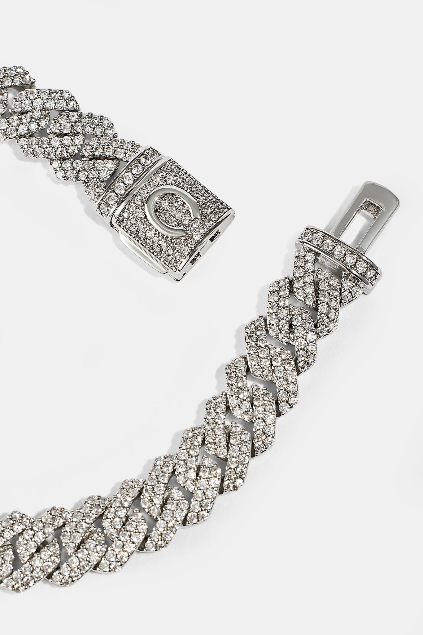 Cernucci Iced Prong Cuban Bracelet - 10mm - White - Image 3