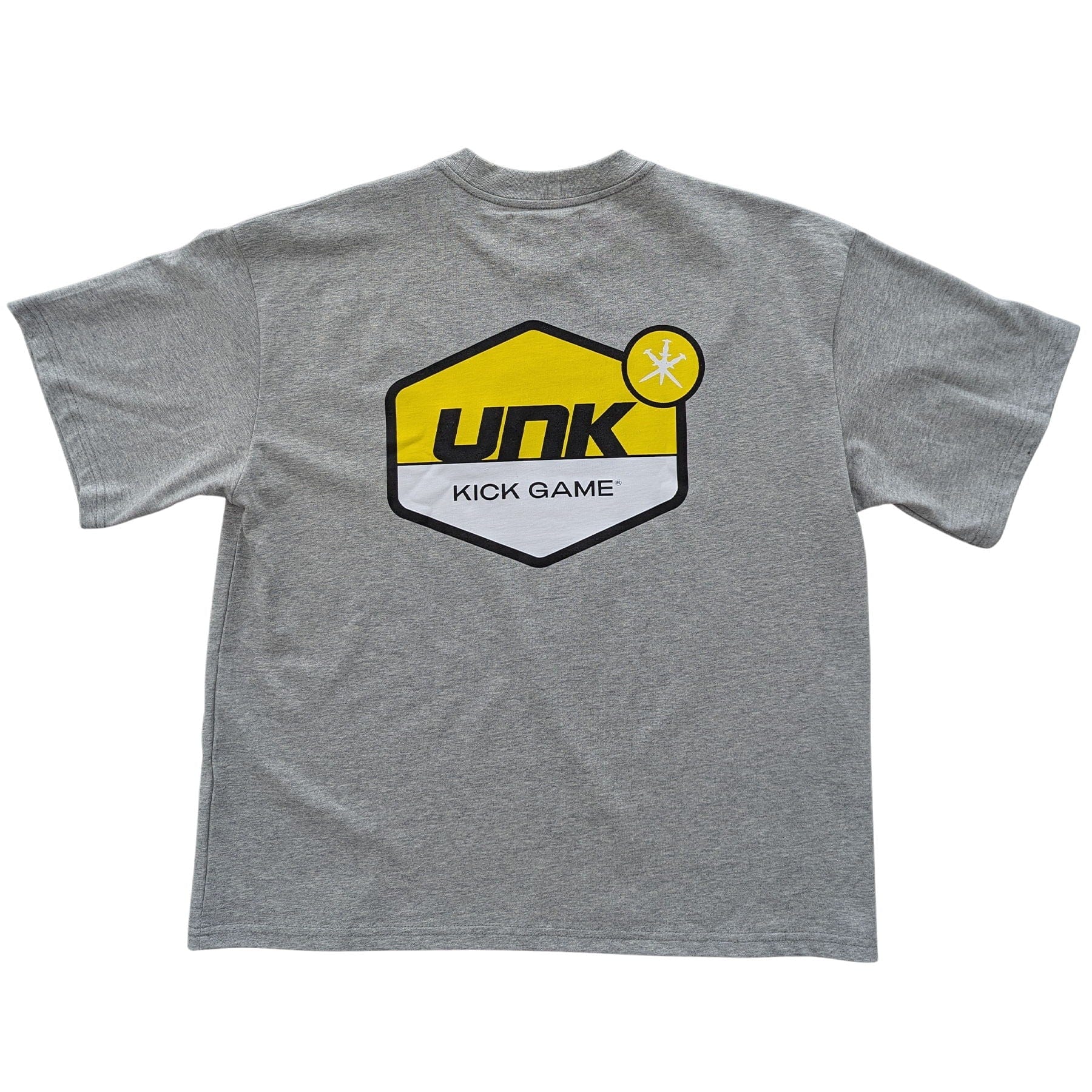 Unknown x Kick Game Tee 'Grey Yellow' - Image 2