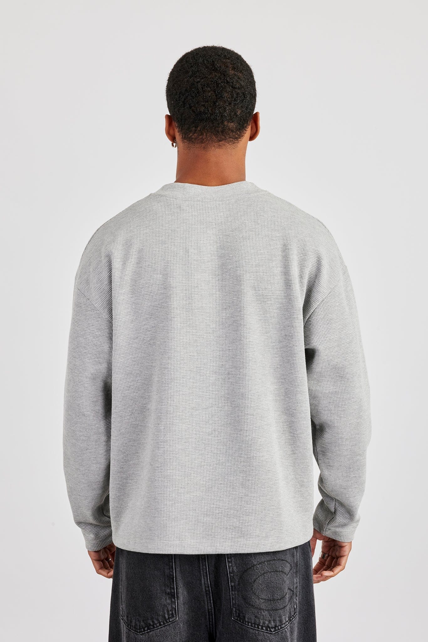 Cernucci Long Sleeve Waffle Print T-Shirt - Grey - Image 4