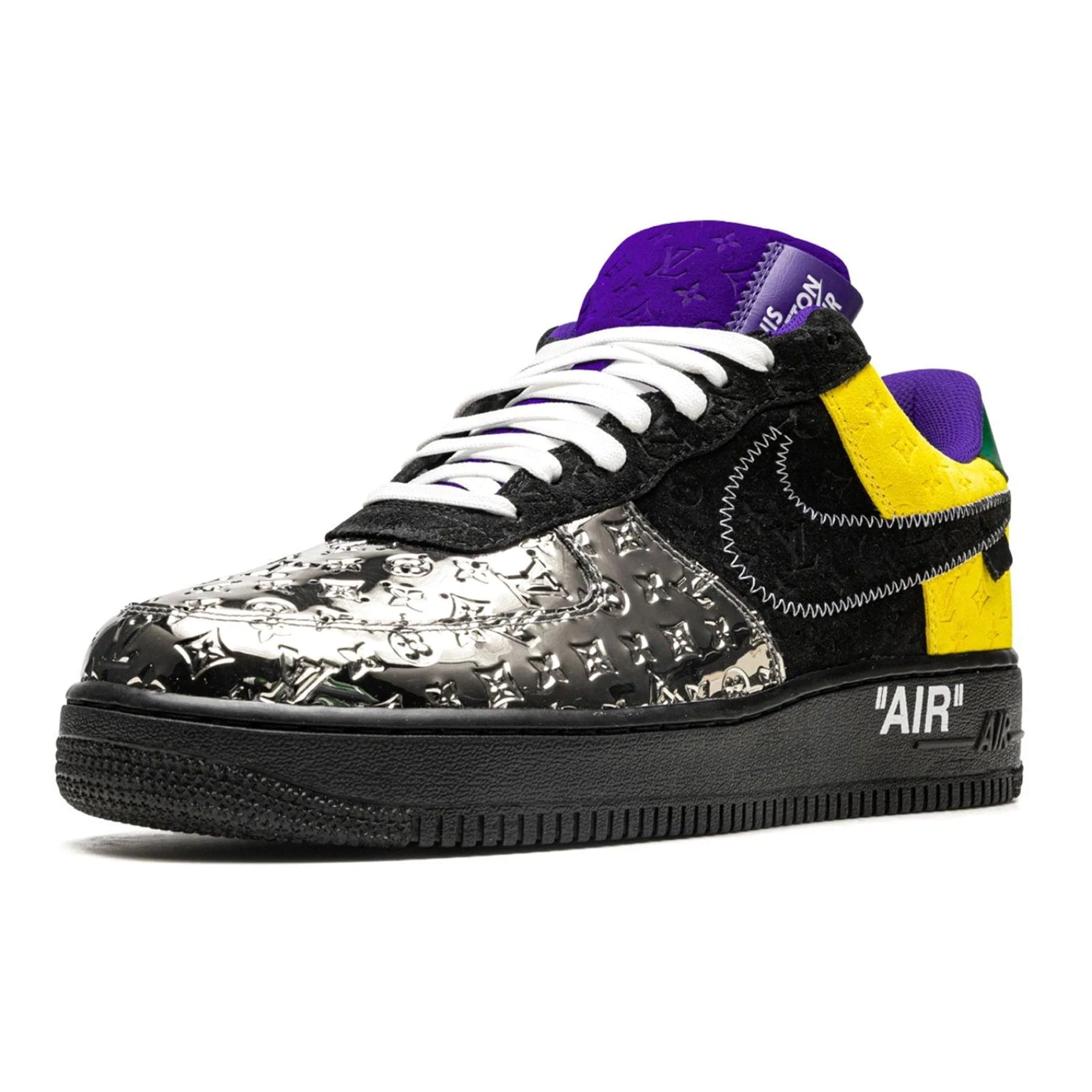 Louis Vuitton Nike Air Force 1 Low By Virgil Abloh Black Metallic Silver - Image 2