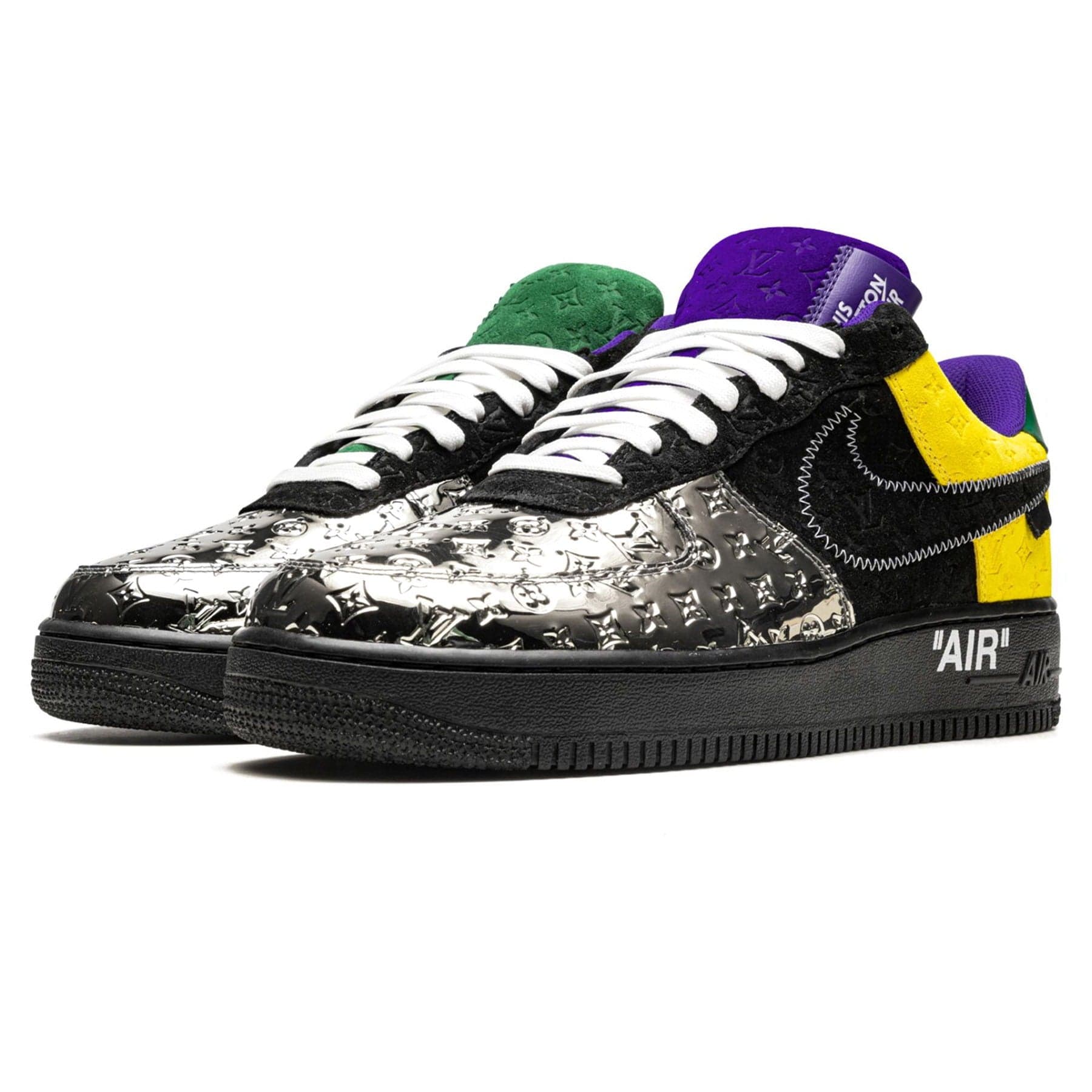 Louis Vuitton Nike Air Force 1 Low By Virgil Abloh Black Metallic Silver - Image 3