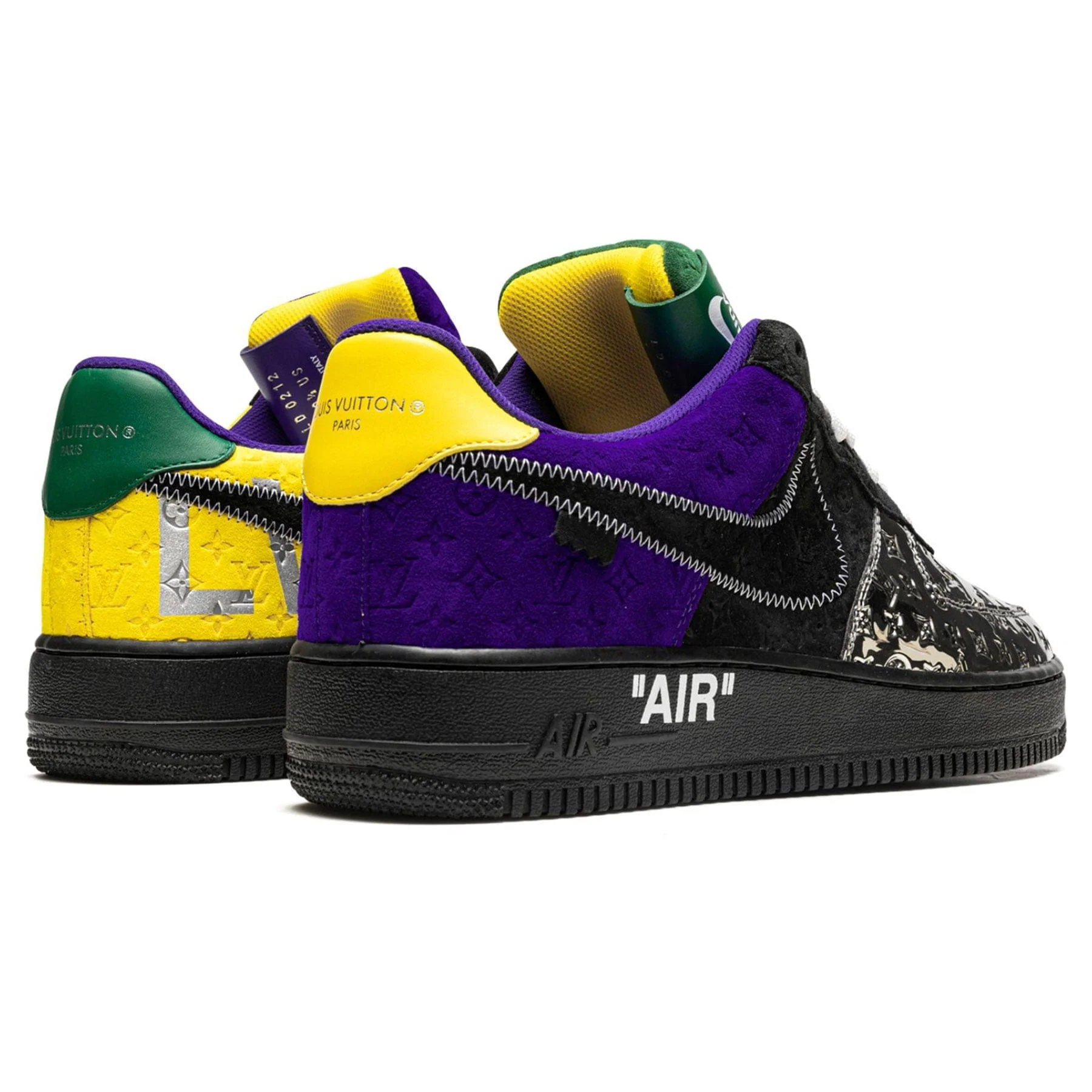 Louis Vuitton Nike Air Force 1 Low By Virgil Abloh Black Metallic Silver - Image 4