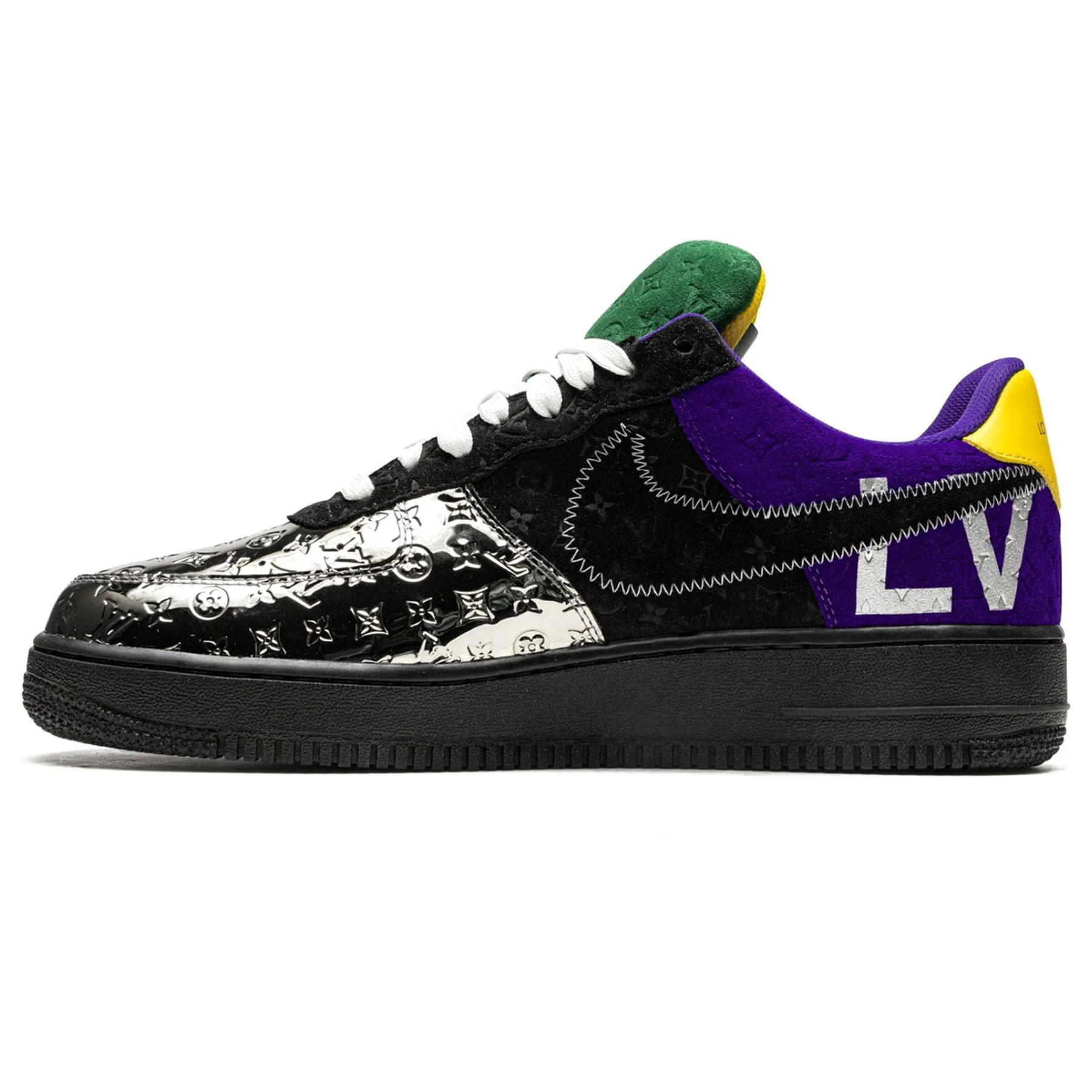 Louis Vuitton Nike Air Force 1 Low By Virgil Abloh Black Metallic Silver - Image 6