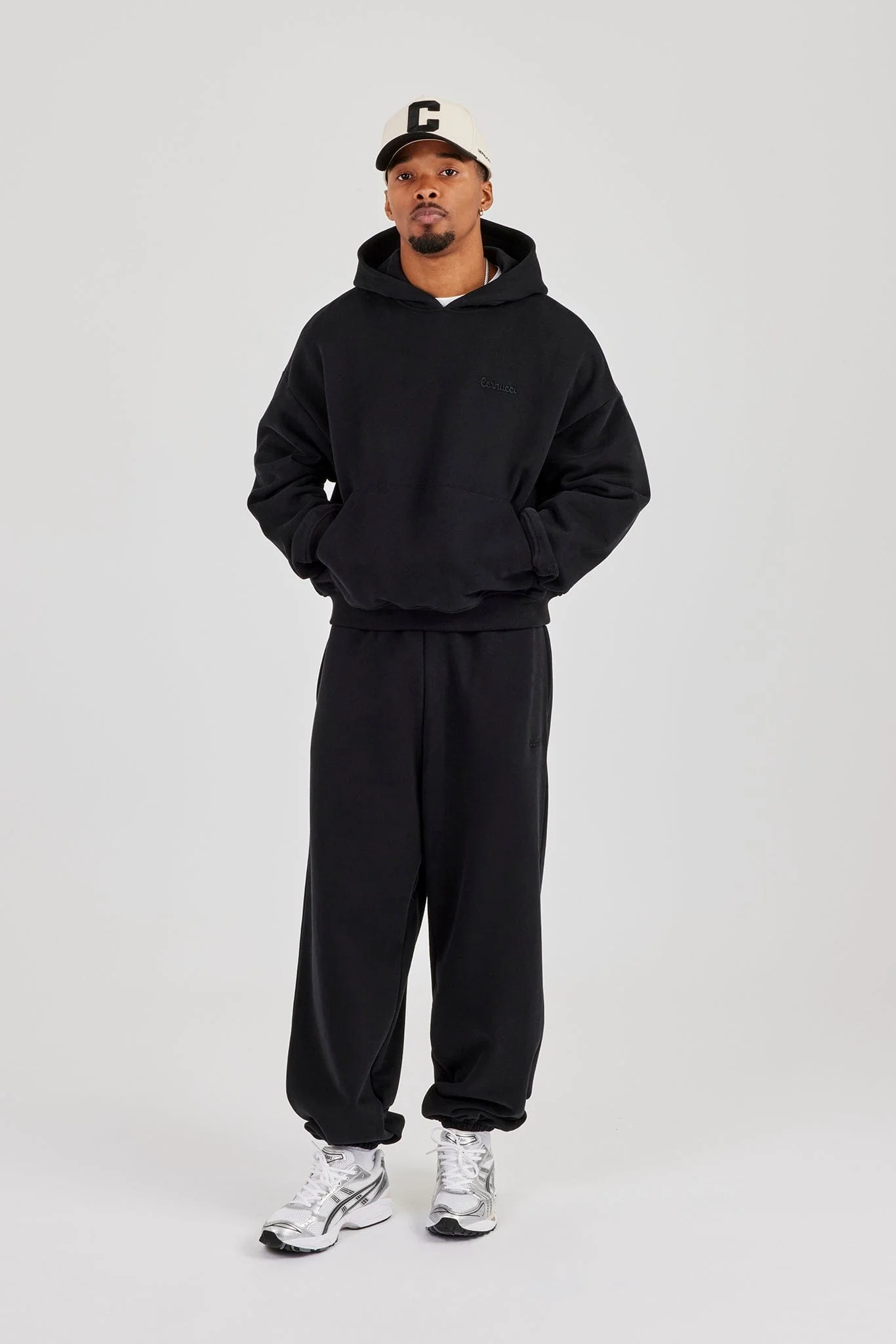 Cernucci Mens Boxy Hoodie - Black - Image 2