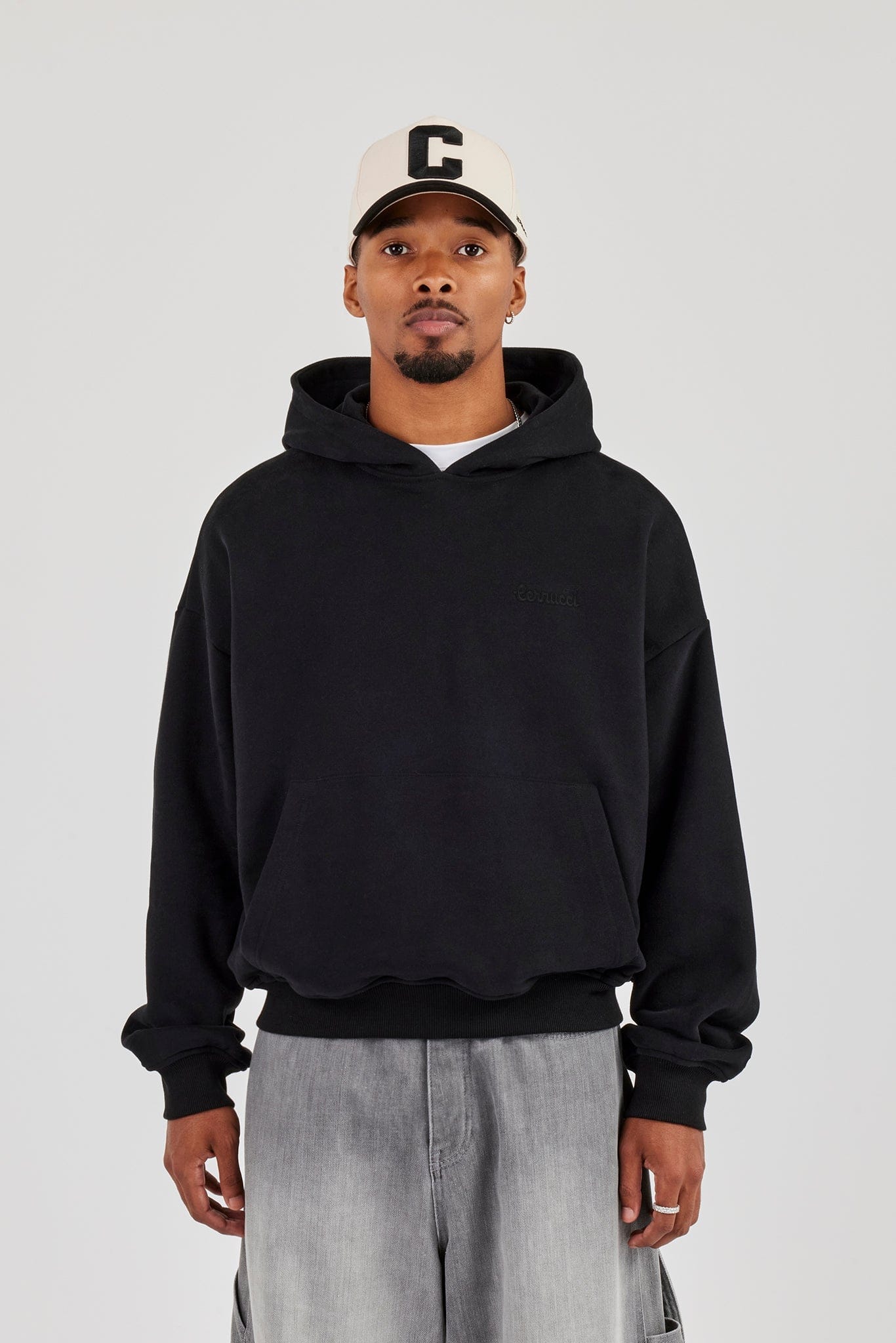 Cernucci Mens Boxy Hoodie - Black - Image 3