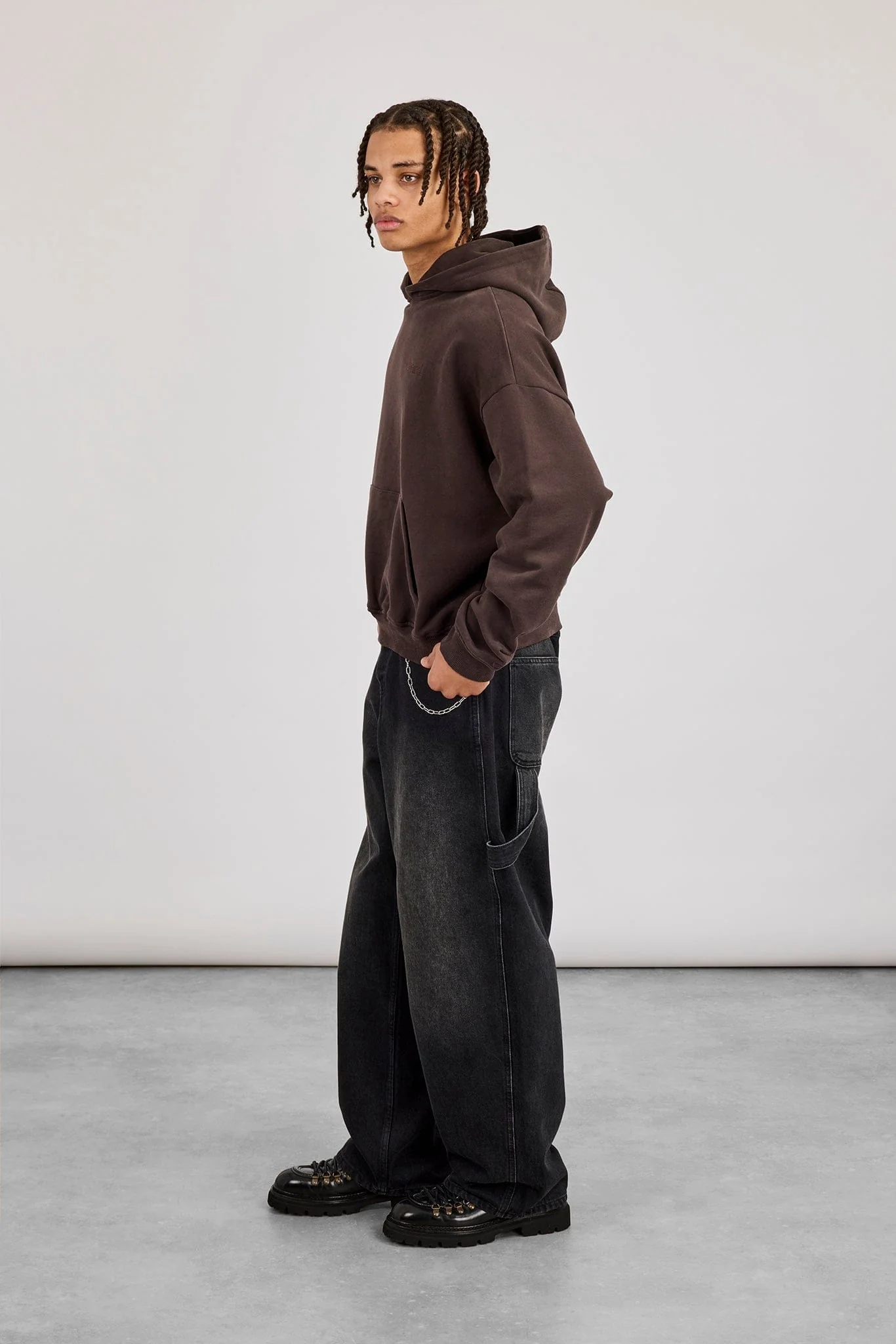 Cernucci Mens Boxy Hoodie - Coffee - Image 4