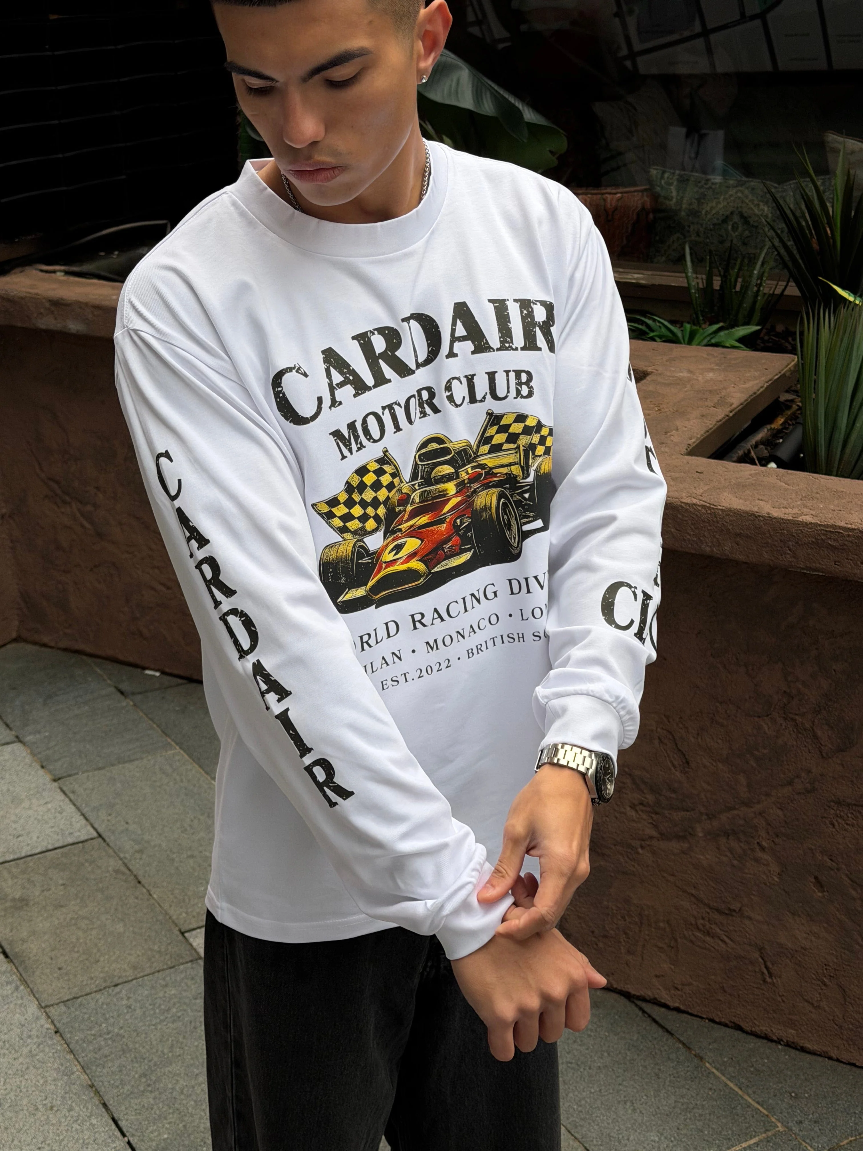 Cardair Motor Club Long Sleeve T Shirt - White - Image 3