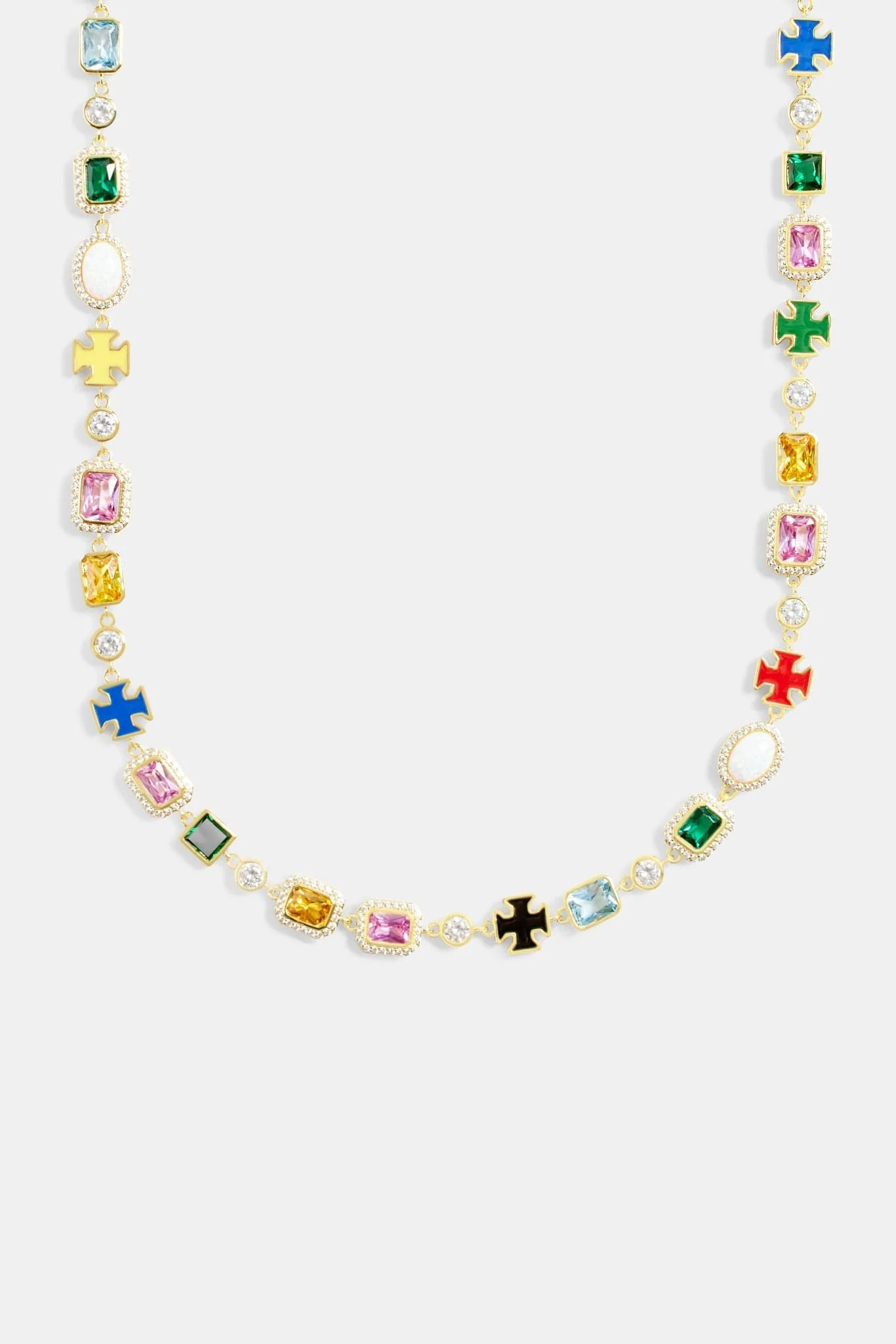 Cernucci Multi Gemstone Motif Necklace - Gold - 10mm - Image 2
