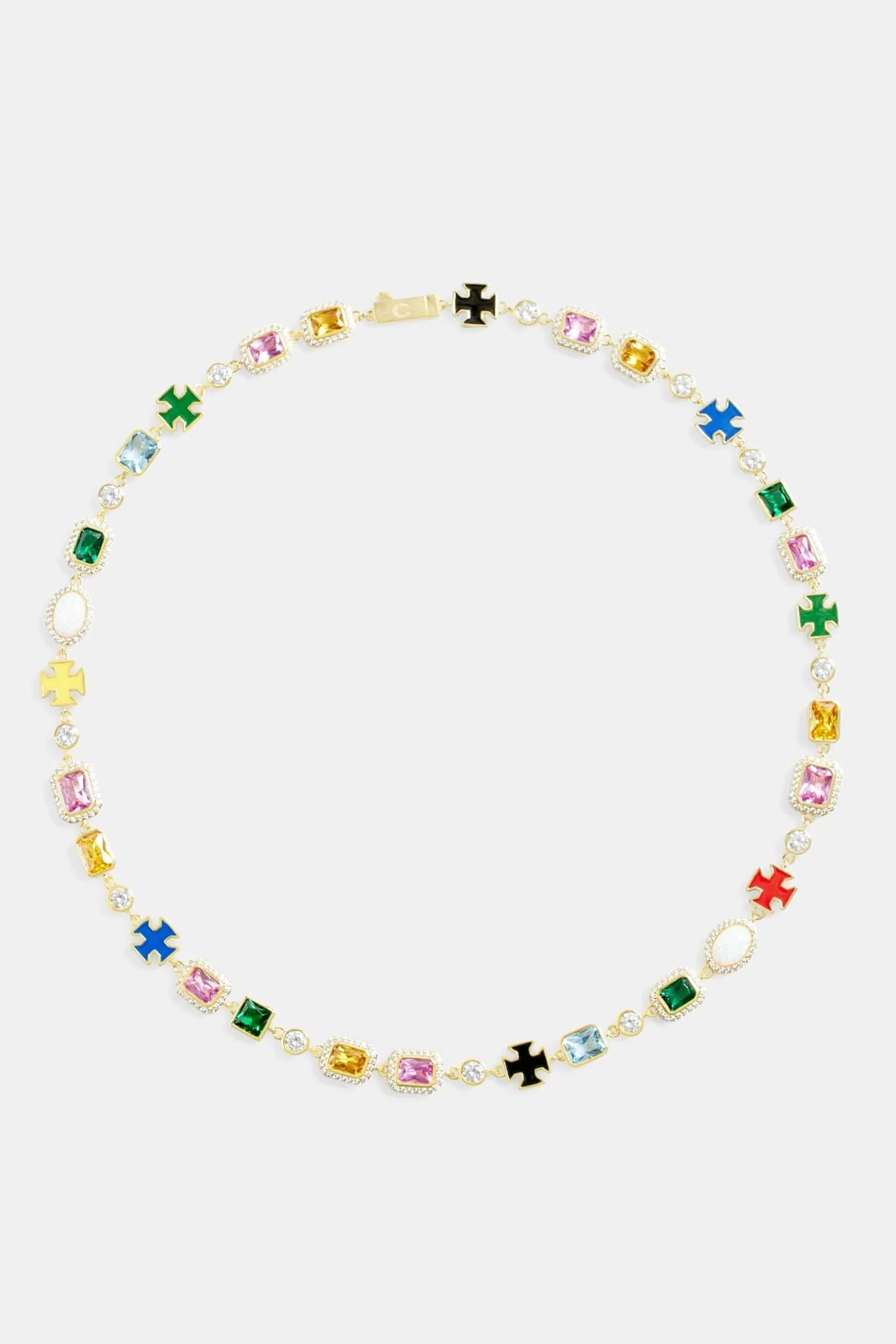 Cernucci Multi Gemstone Motif Necklace - Gold - 10mm - Image 4