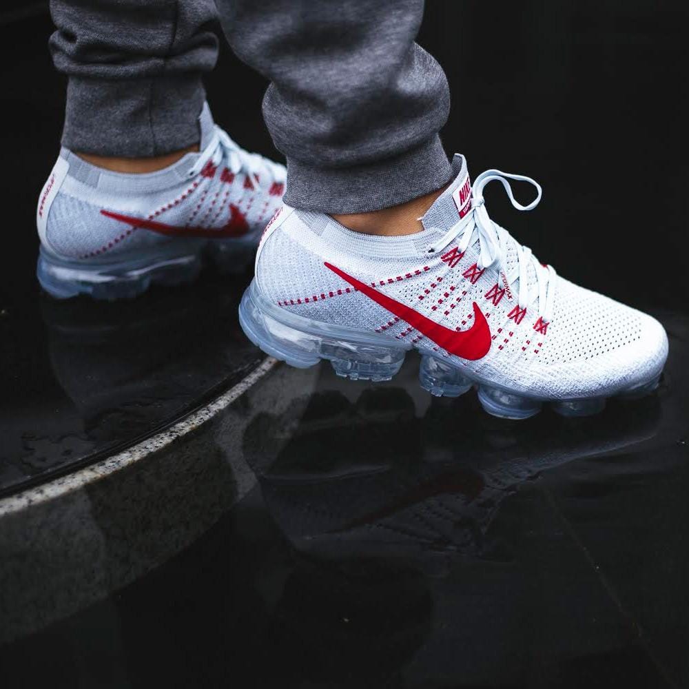 Nike Air Vapormax Flyknit Pure Platinum-University Red - Image 6
