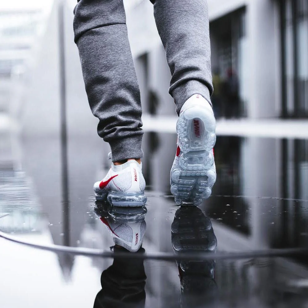 Nike Air Vapormax Flyknit Pure Platinum-University Red - Image 7