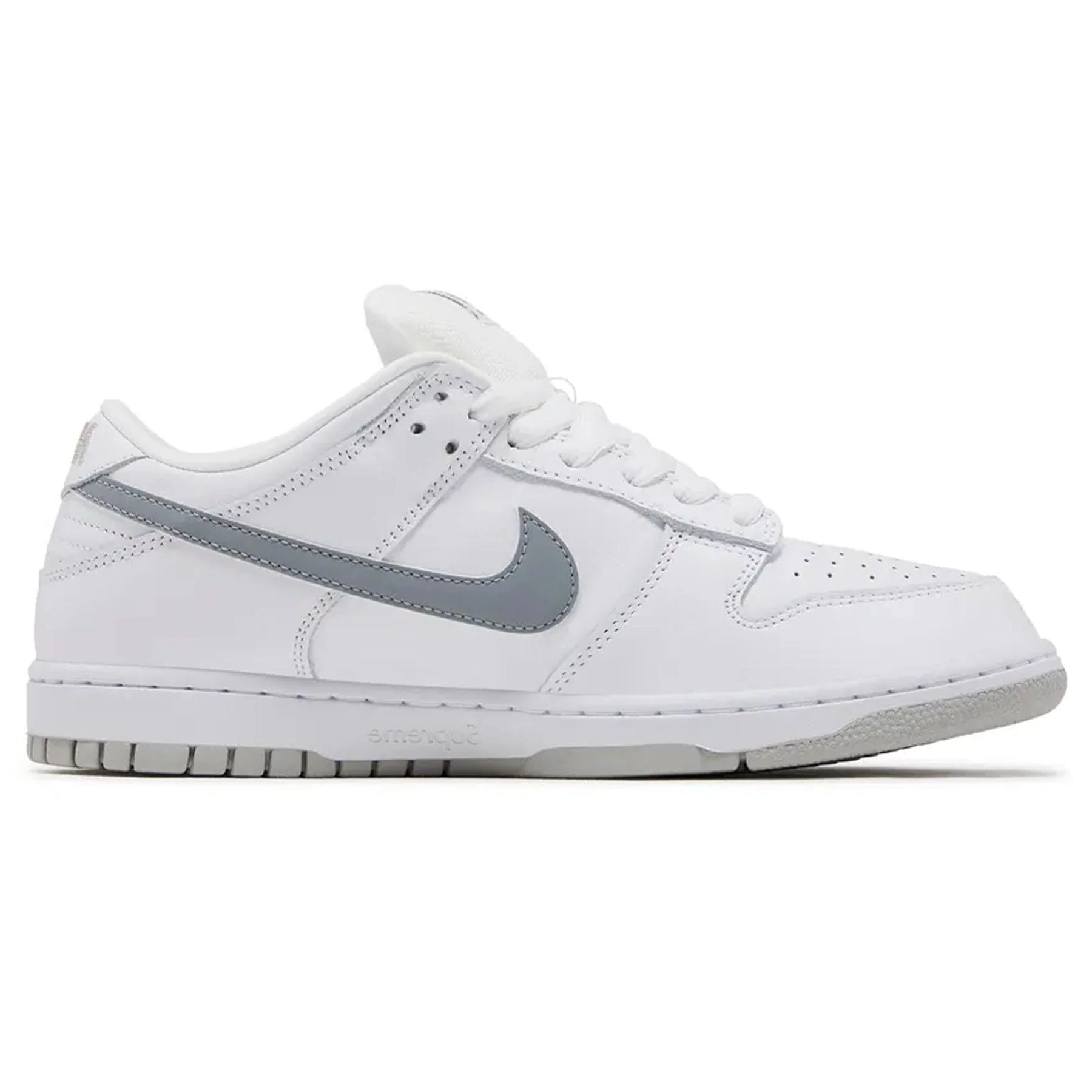 Nike Dunk Low SB x Supreme 'White Metallic Silver' - Image 3