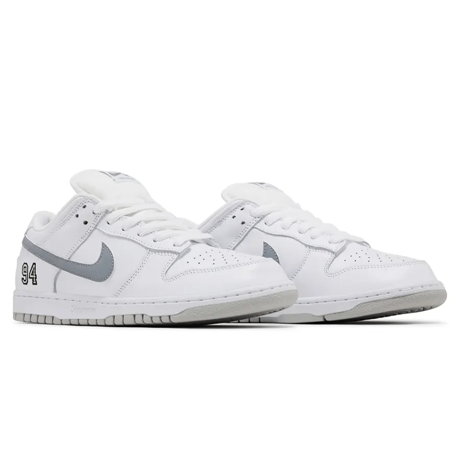 Nike Dunk Low SB x Supreme 'White Metallic Silver' - Image 4