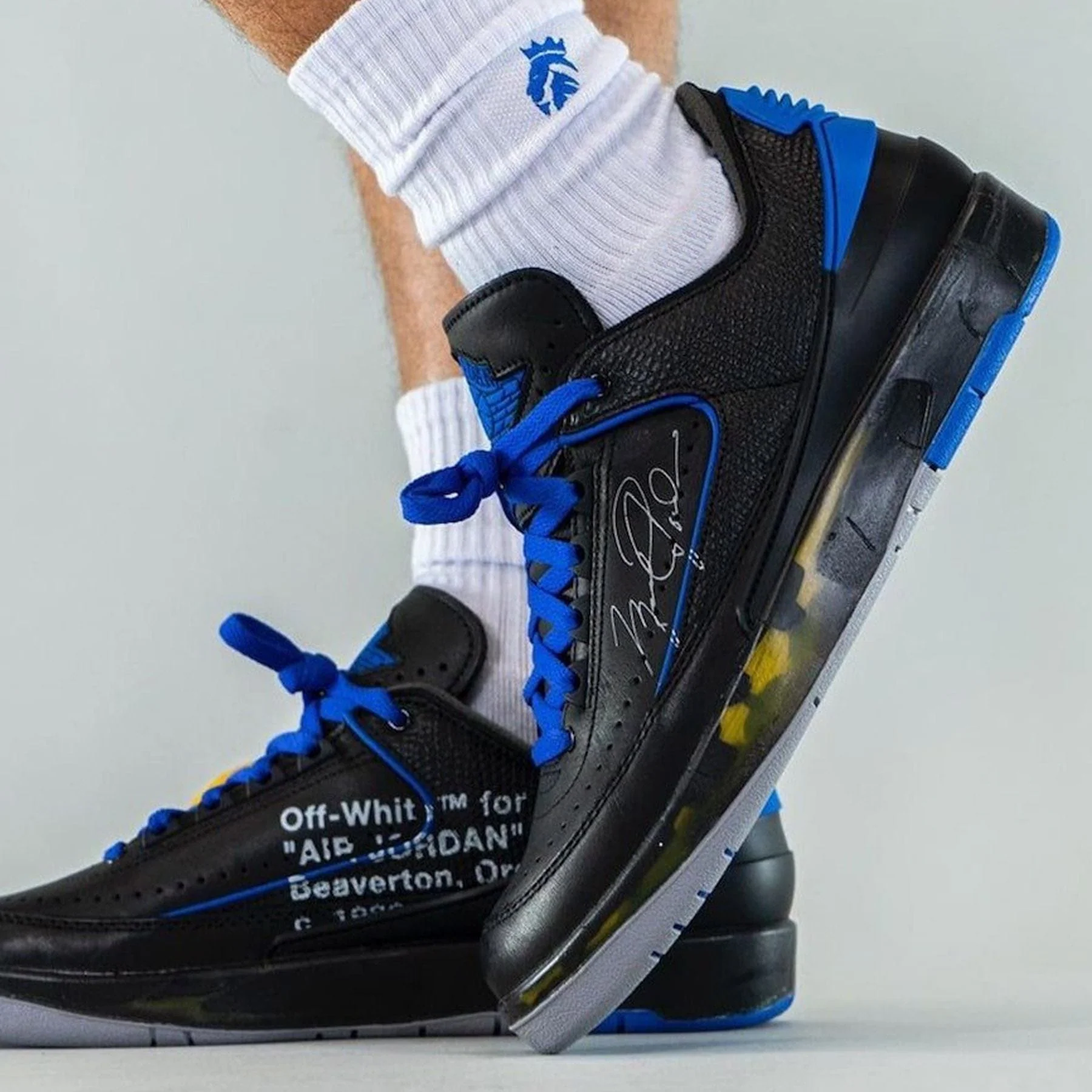 Off-White x Air Jordan 2 Retro Low SP 'Black Varsity Royal' - Image 7