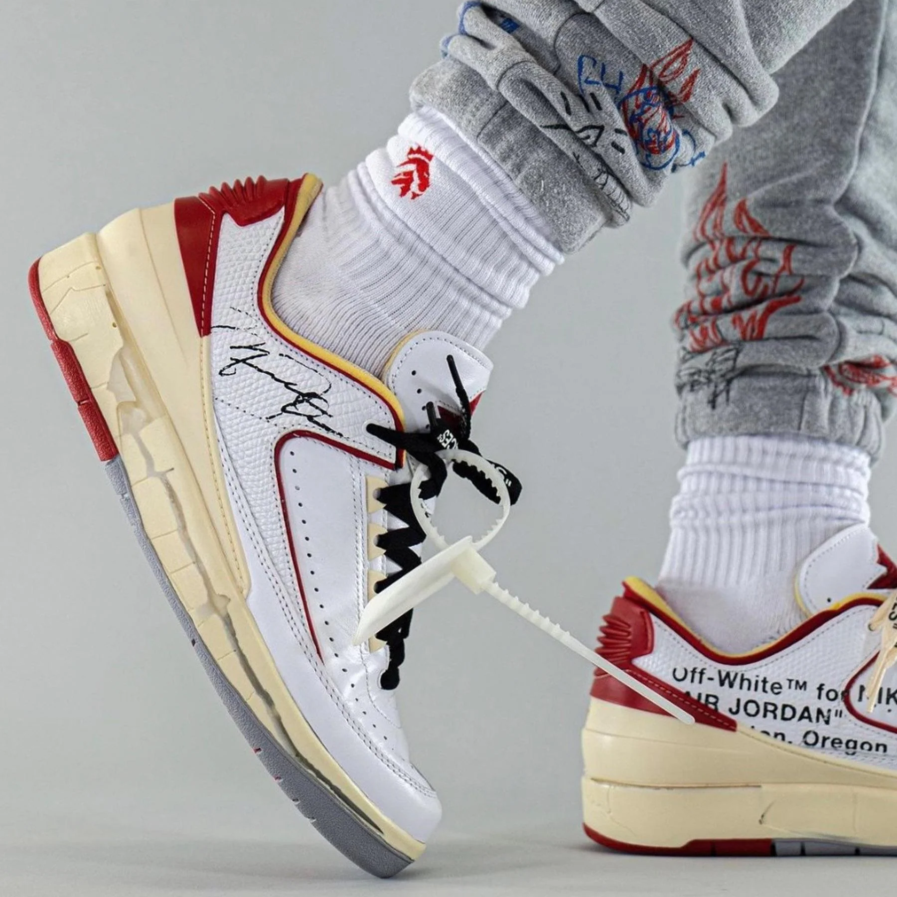 Off-White x Air Jordan 2 Retro Low SP 'White Varsity Red' - Image 7