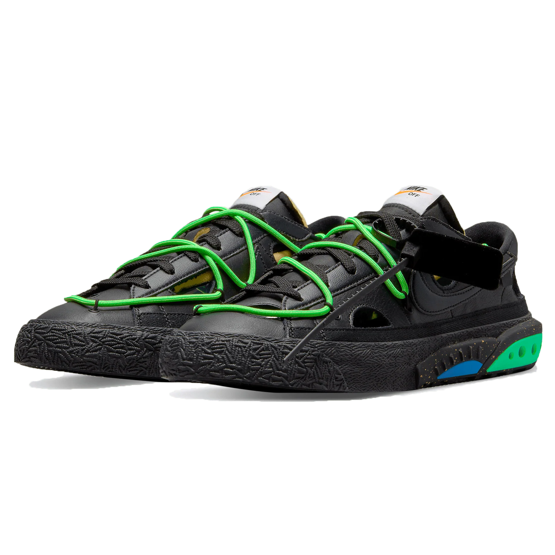 Off-White x Nike Blazer Low 'Black Electro Green' - Image 2