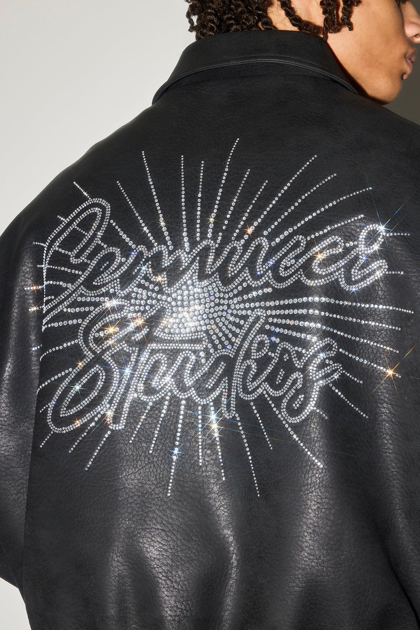 Cernucci Rhinestone Studios PU Bomber Jacket - Image 4