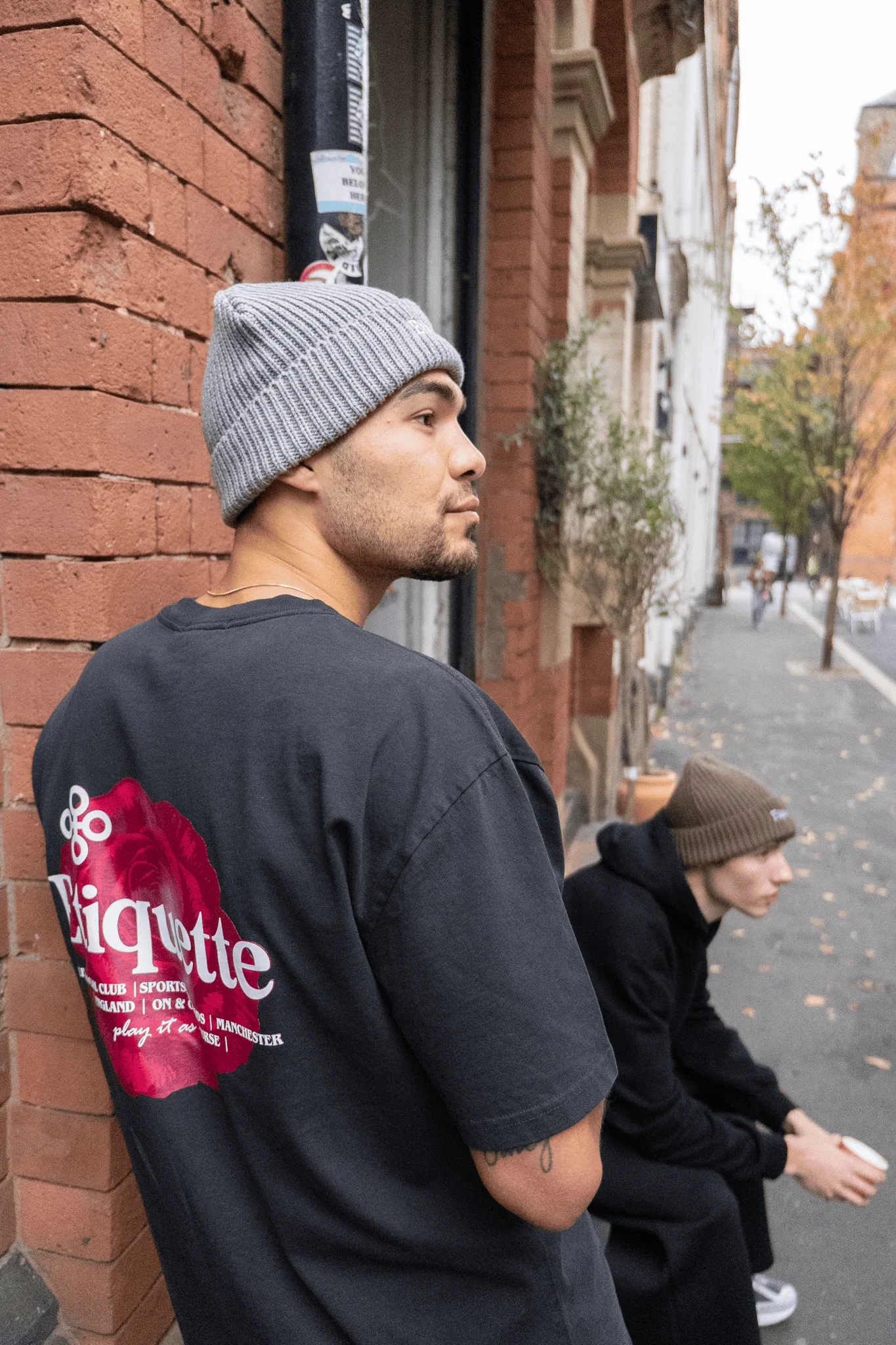 Etiquette Ribbed Beanie 'Grey' - Image 3