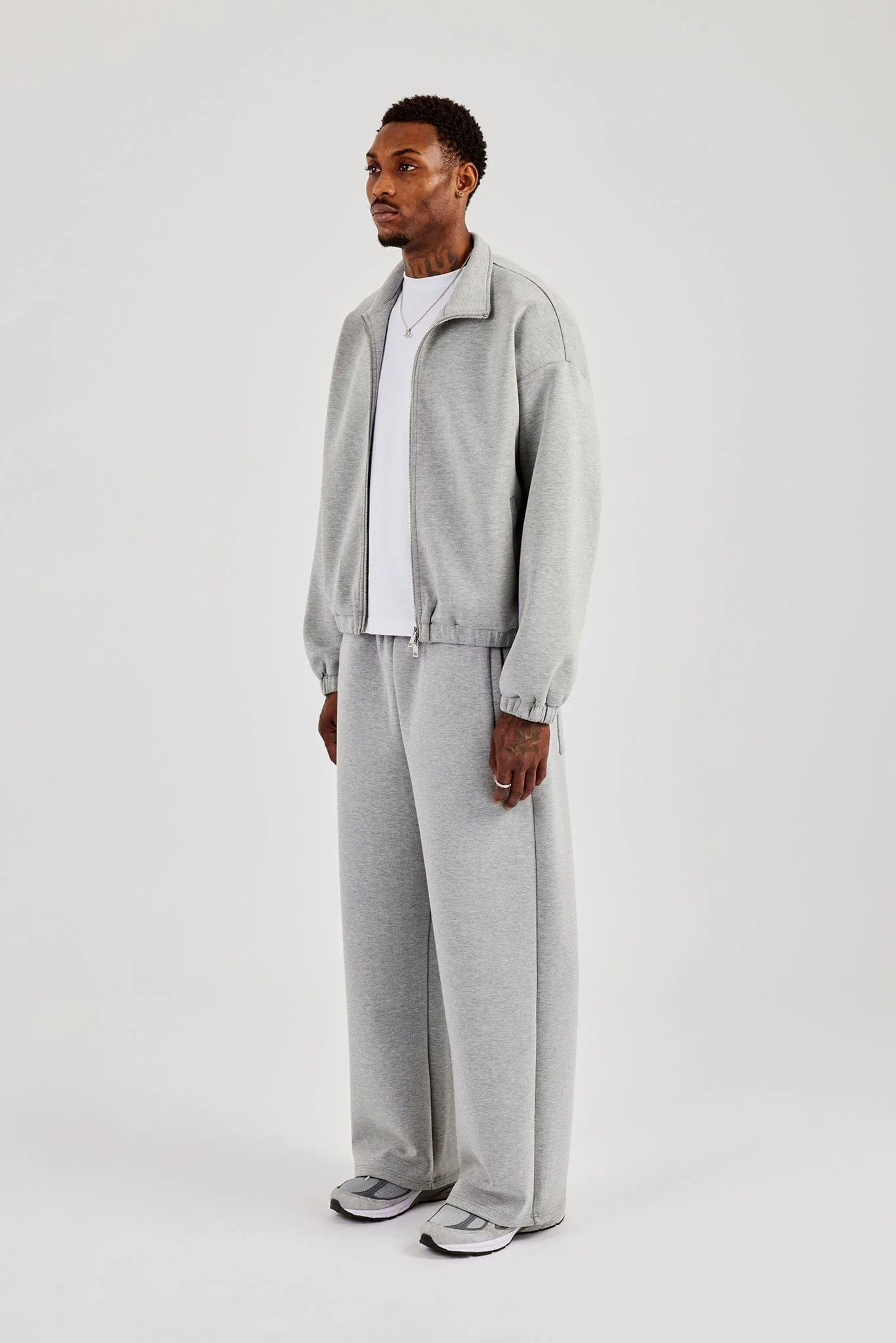 Cernucci Scuba Funnel Neck Jacket & Baggy Fit Trouser - Grey - Image 3