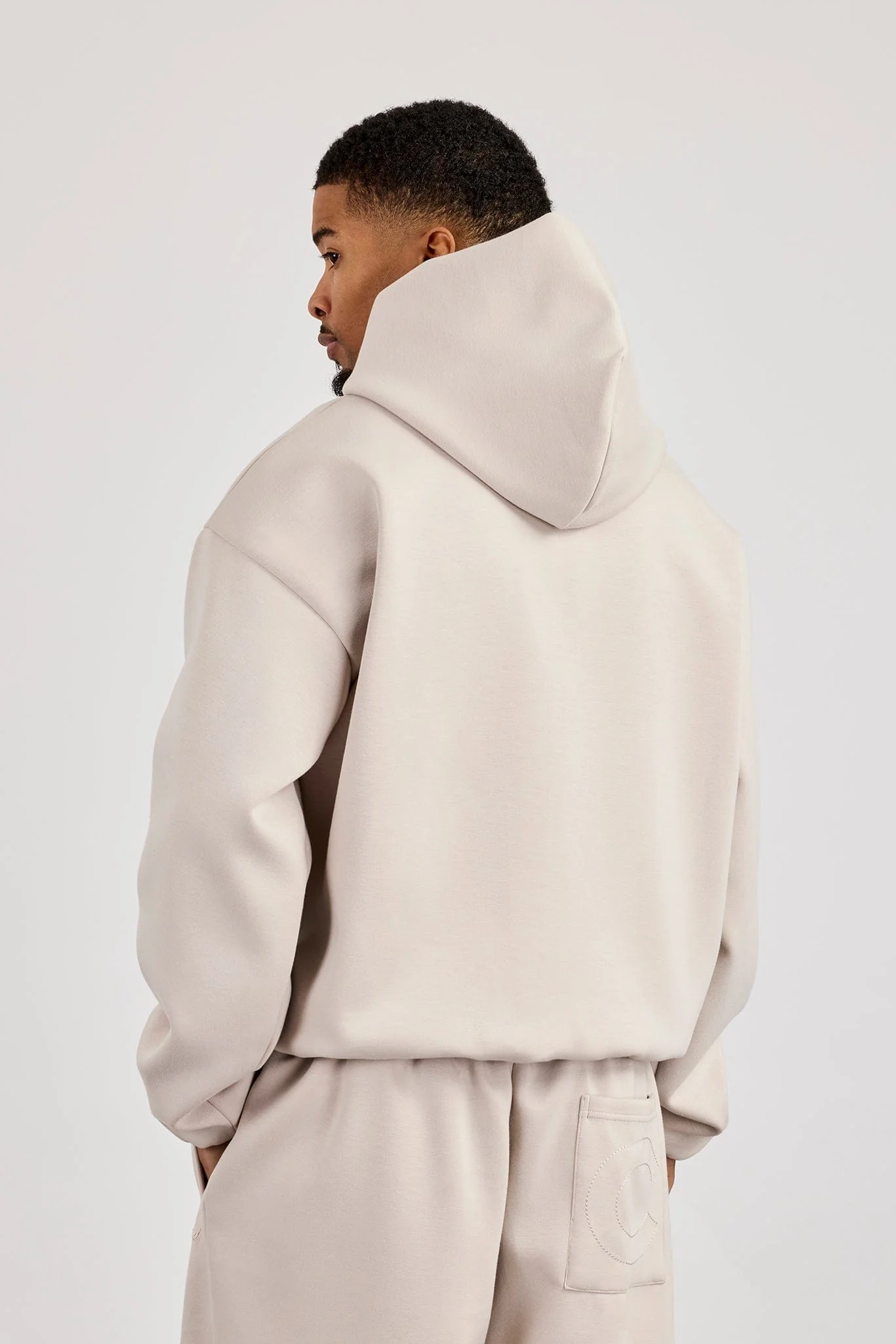 Cernucci Scuba Half Zip Hoodie - Light Grey - Image 3