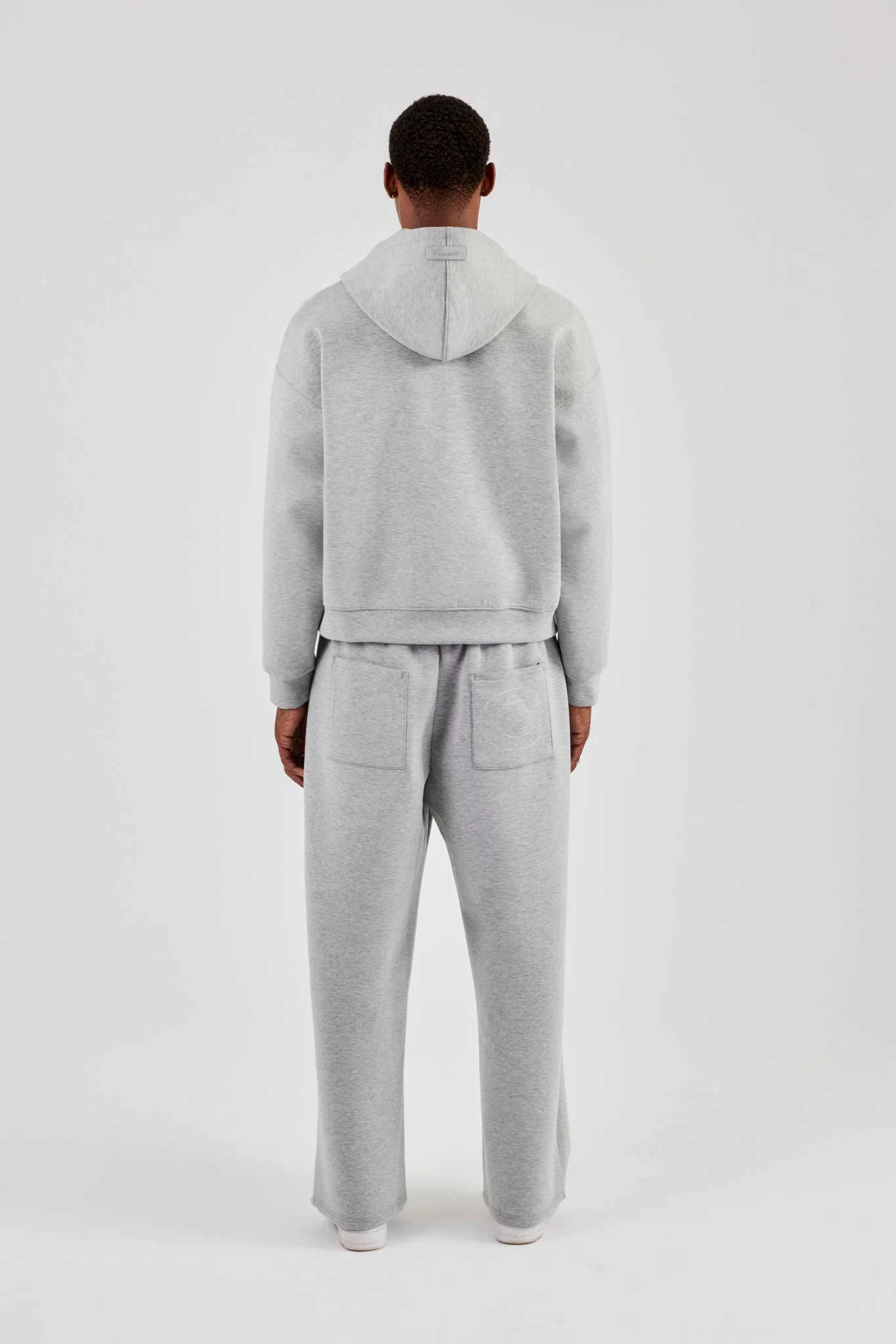 Cernucci Scuba Zip Through Boxy Hoodie & Baggy Fit Trouser - Grey - Image 5