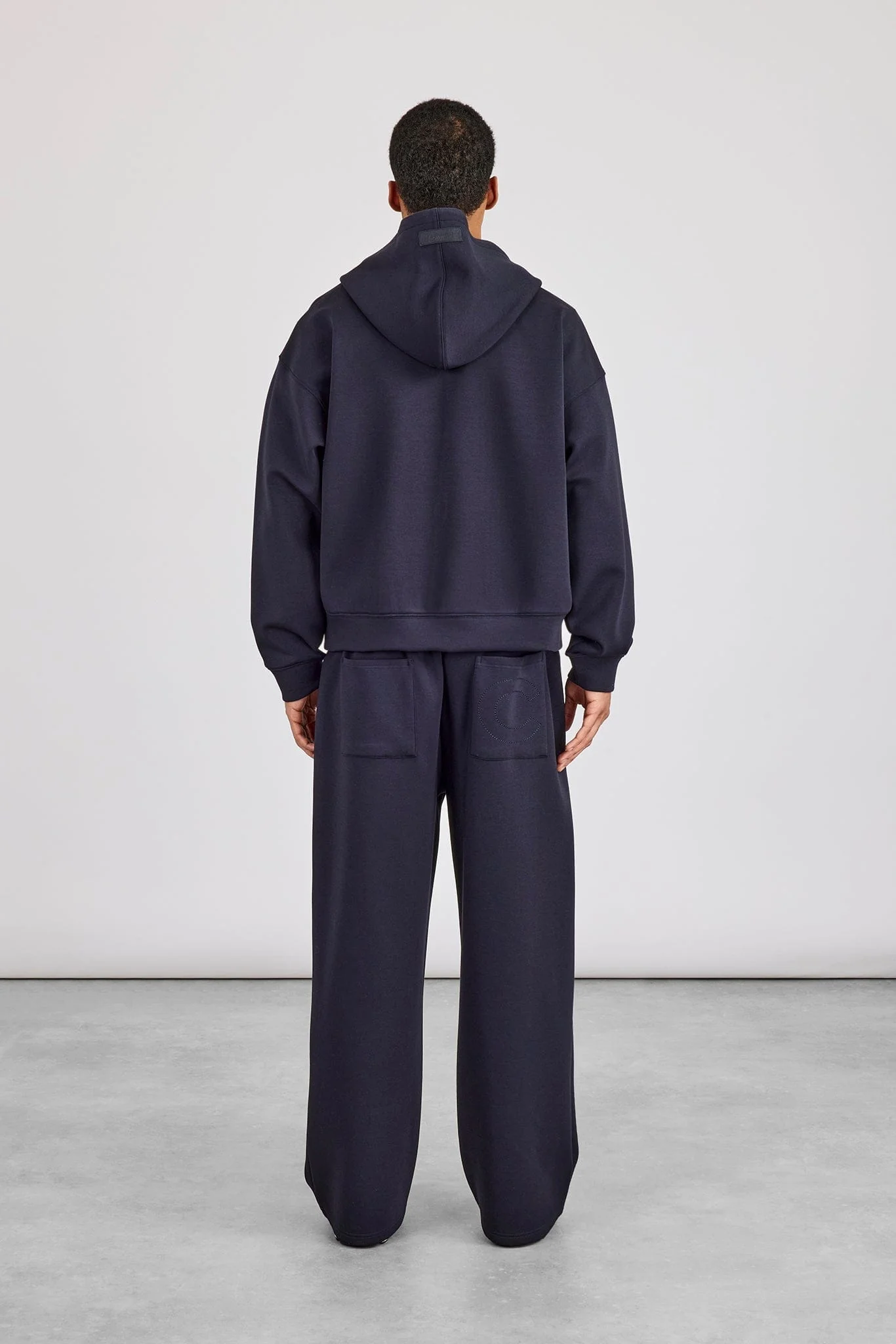 Cernucci Scuba Zip Through Boxy Hoodie & Baggy Fit Trouser - Navy - Image 4