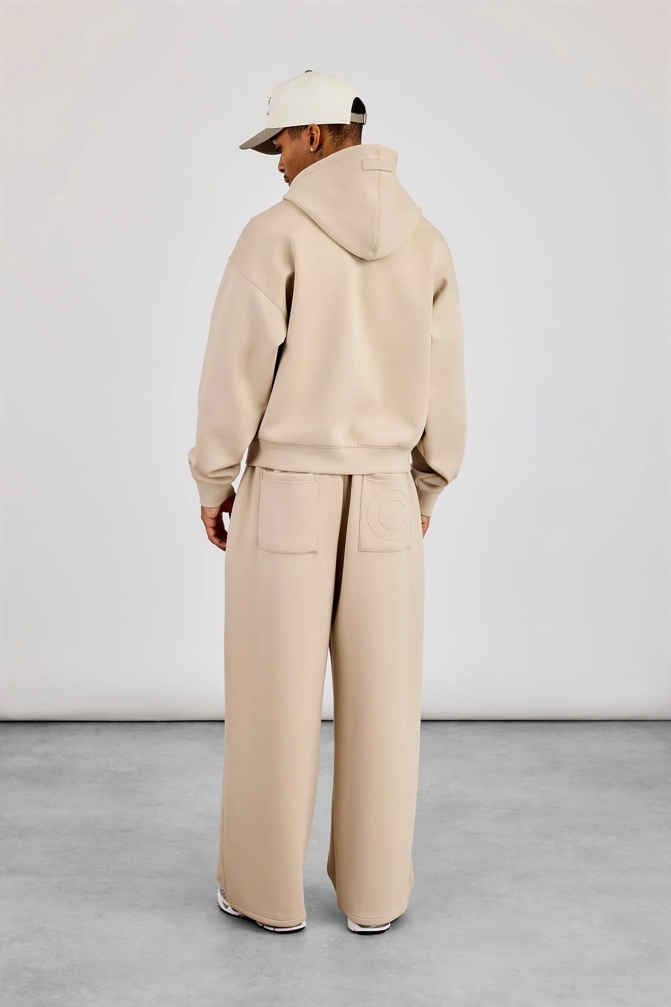 Cernucci Scuba Zip Through Boxy Hoodie & Baggy Fit Trouser - Stone - Image 4