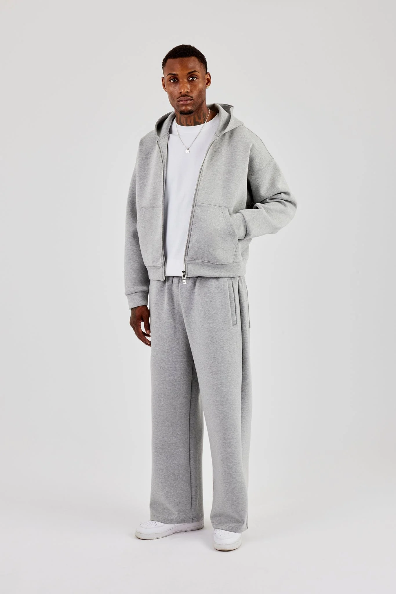Cernucci Scuba Zip Through Boxy Hoodie - Grey - Image 3