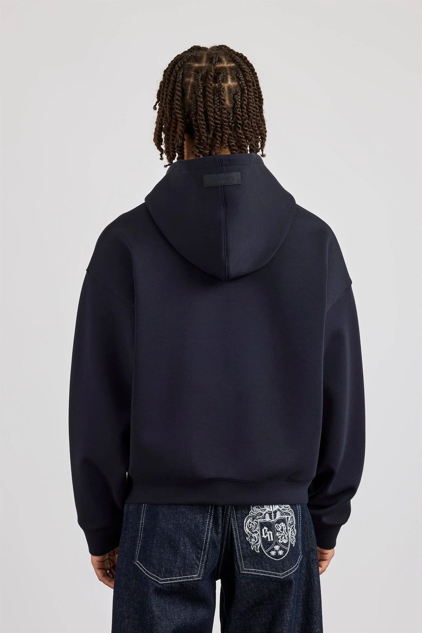 Cernucci Scuba Zip Through Boxy Hoodie - Navy - Image 3