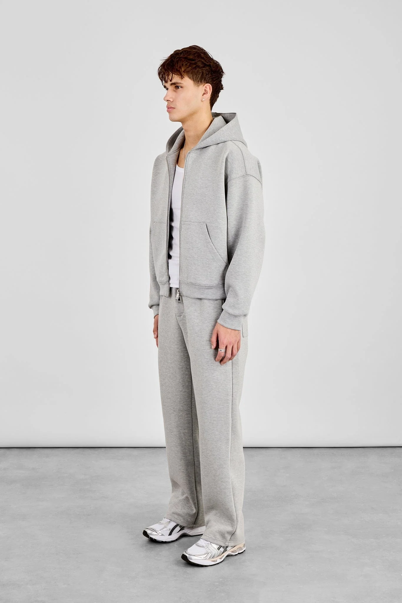 Cernucci Scuba Zip Through Boxy Hoodie & Relaxed Scuba Trouser - Grey - Image 2