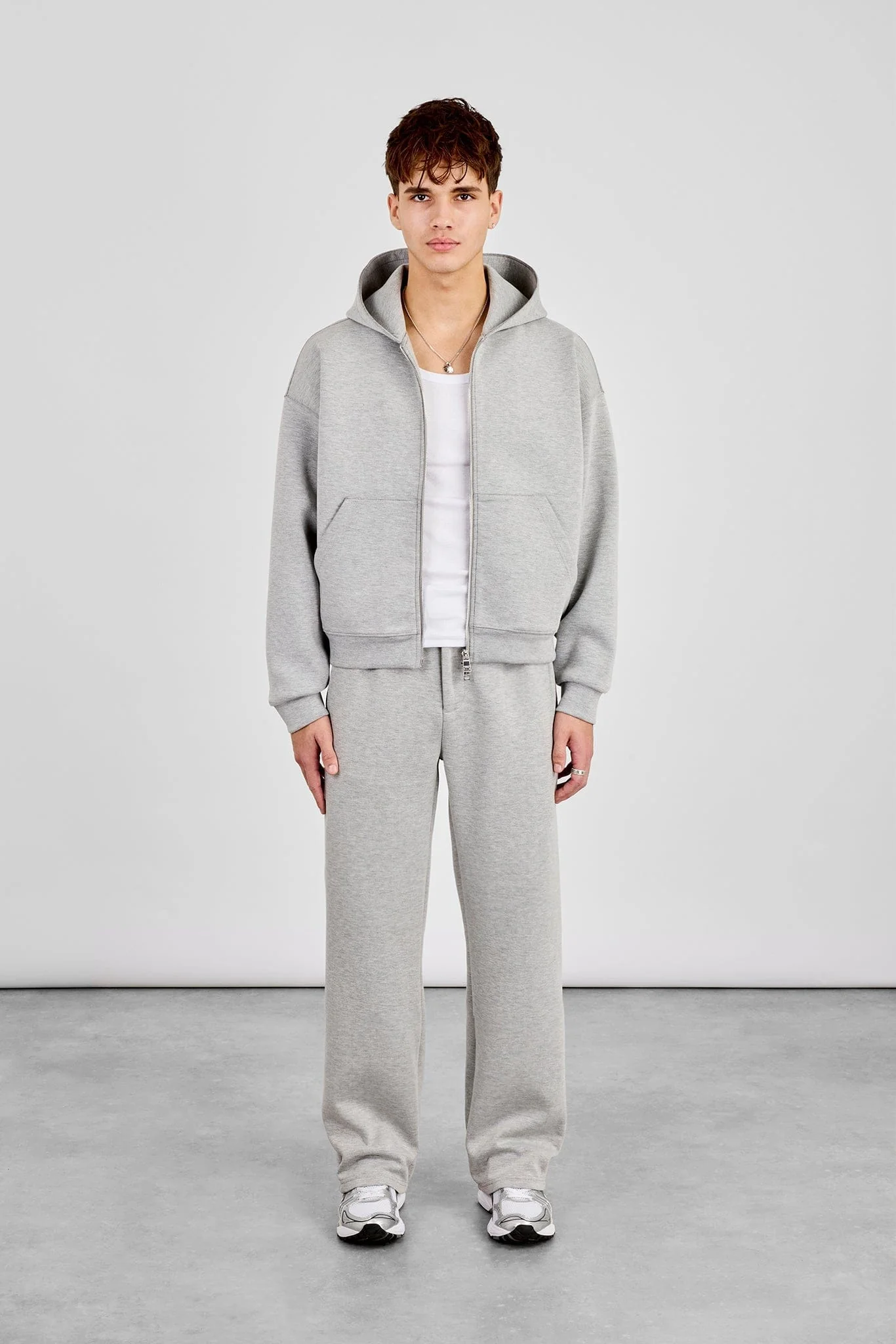 Cernucci Scuba Zip Through Boxy Hoodie & Relaxed Scuba Trouser - Grey - Image 4