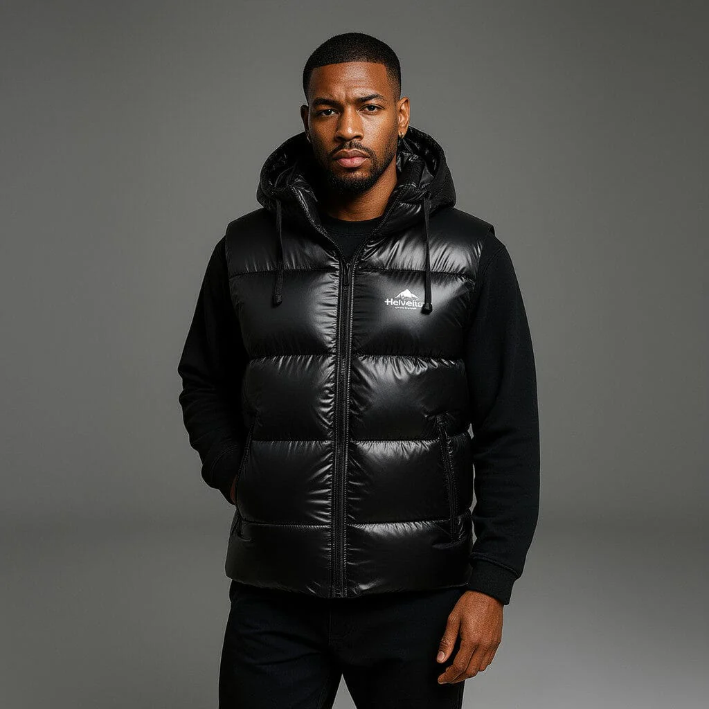 Helvetica Mountain Pioneers Space Sleeveless Hooded Jacket - Image 2
