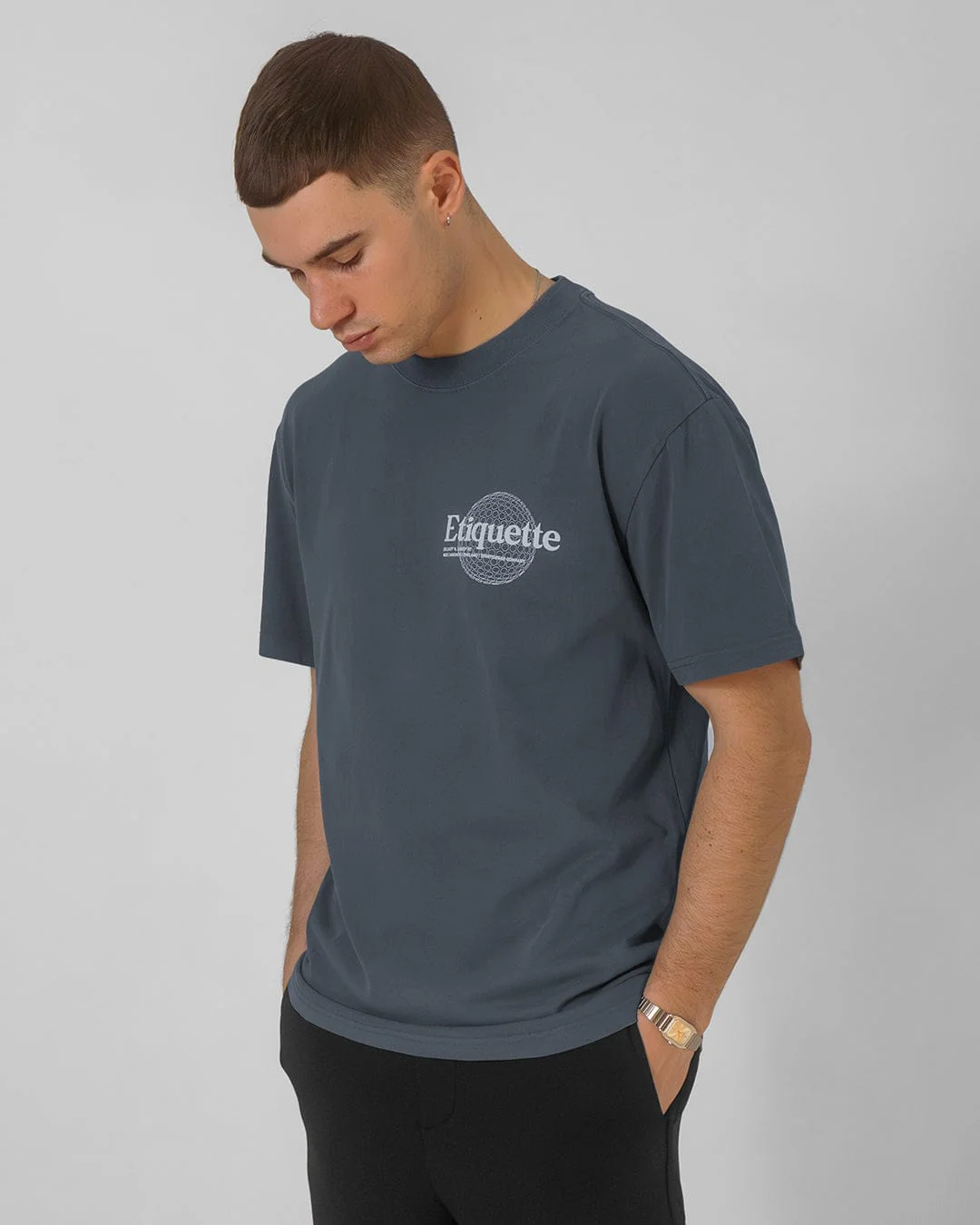 Etiquette Sphere Tee 'Faded Indigo' - Image 3