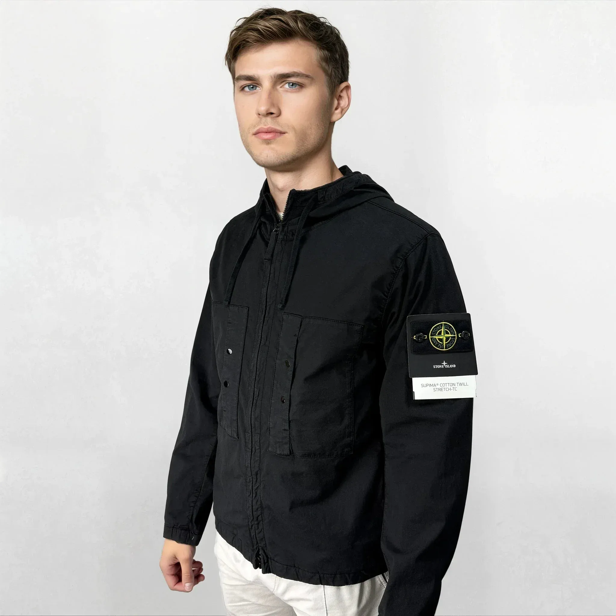 Stone Island Black Chest Pocket Hooded Jacket - Image 2