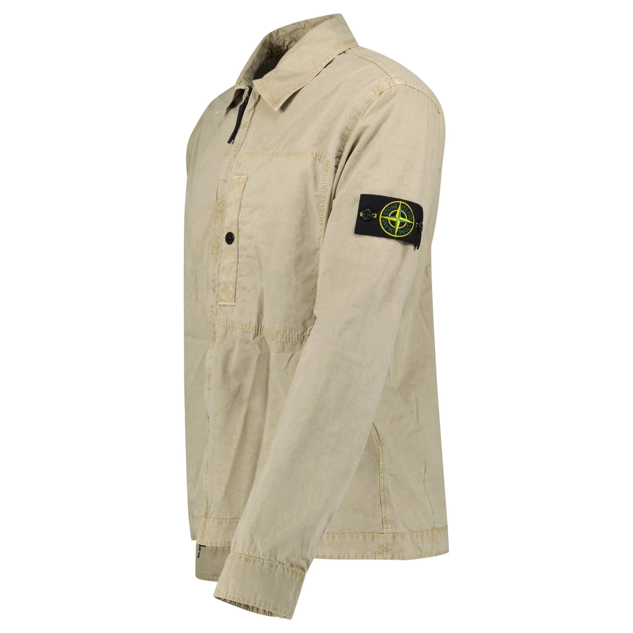 Stone Island Brushed Organic Cotton Canvas Overshirt in Desert - Image 3