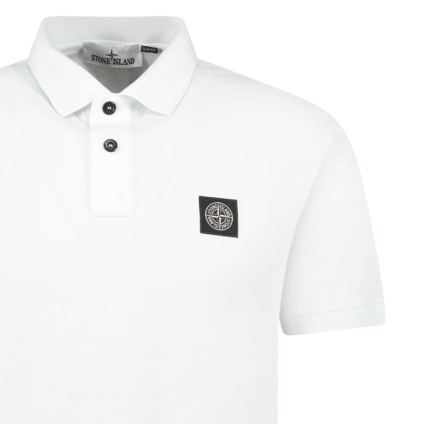 Stone Island Compass Badge Polo T-Shirt Slim Fit White - Image 3