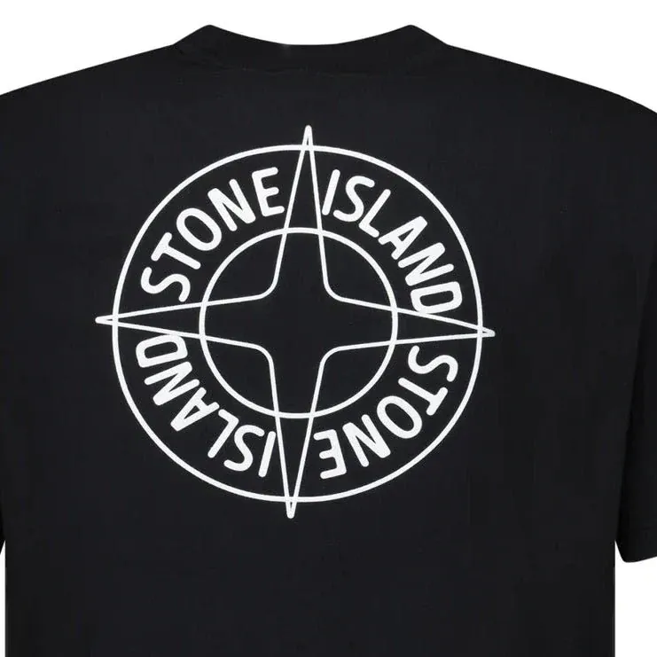 Stone Island Compass-Print Crewneck T-Shirt in Black - Image 4