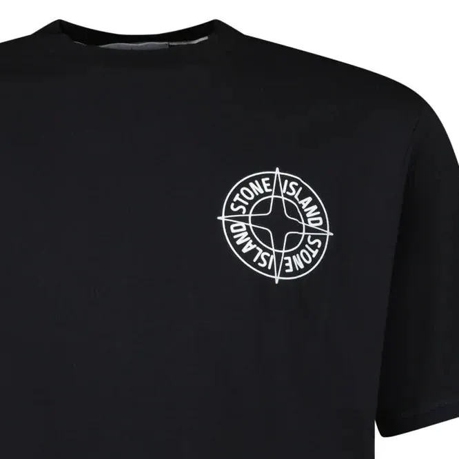 Stone Island Compass-Print Crewneck T-Shirt in Black - Image 5