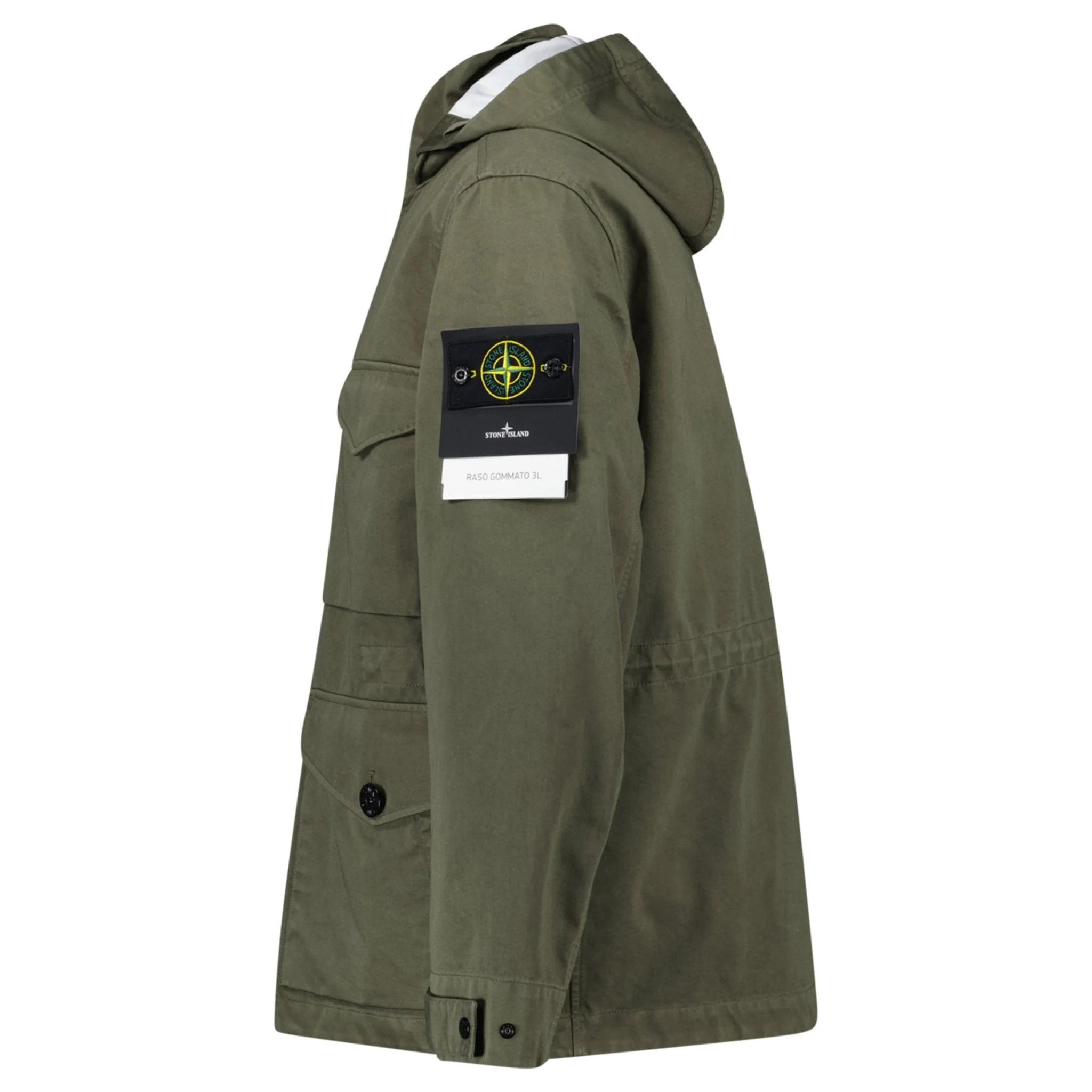 Stone Island Drawstring-Hood Regular-Fit Cotton Jacket in Military Green - Image 2